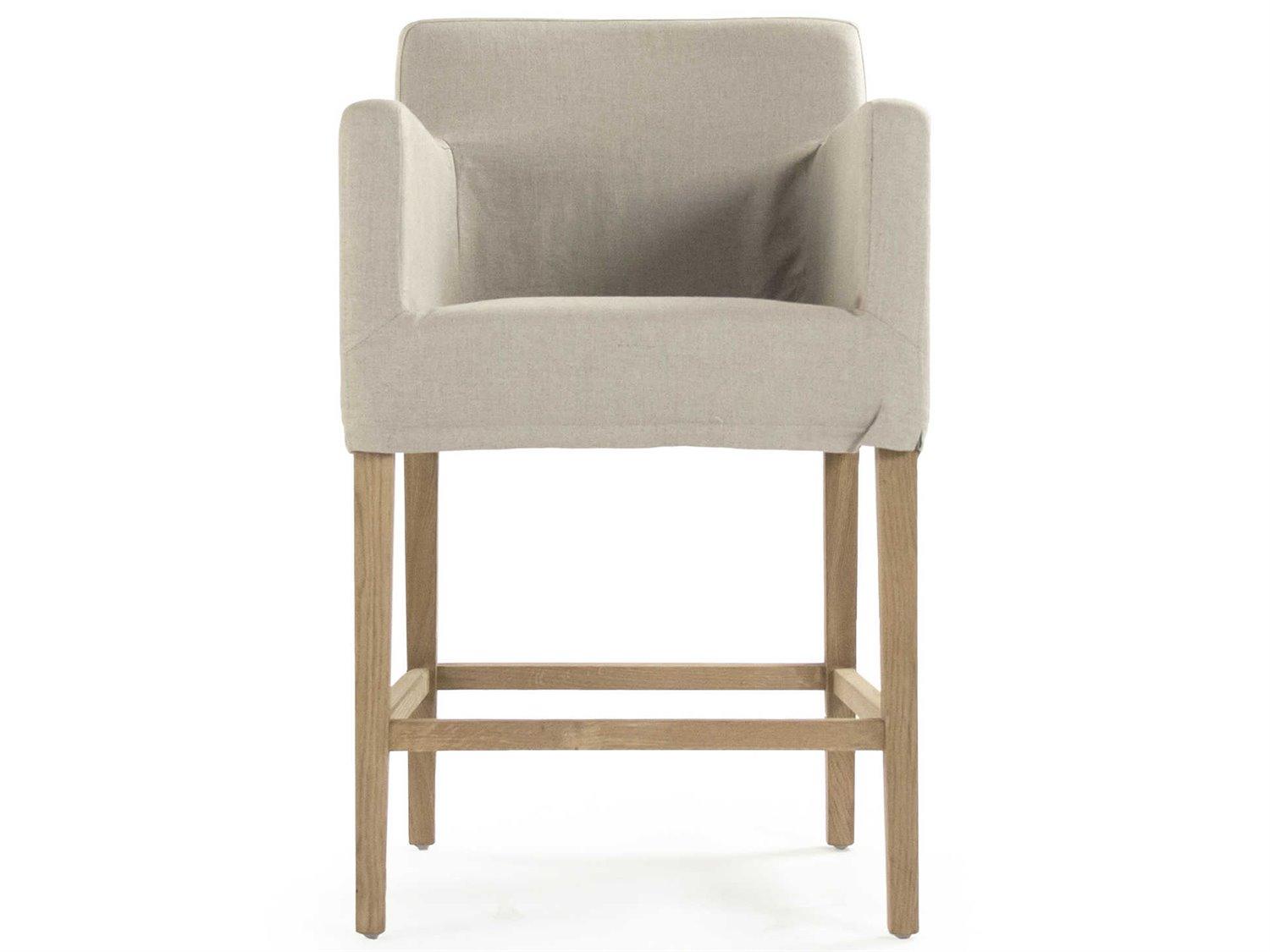 Zentique Avignon Upholstered Oak Wood Counter Stool
