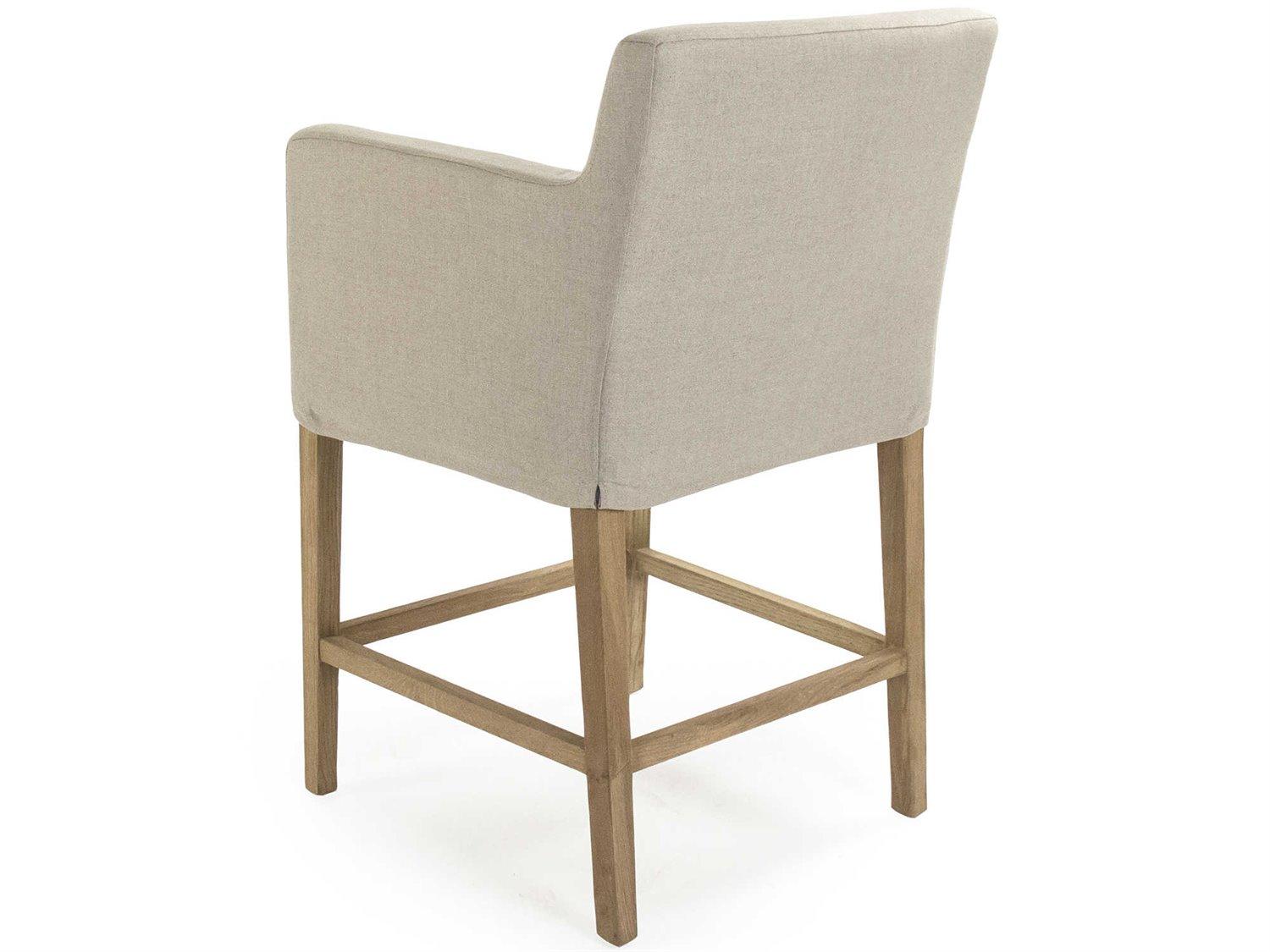 Zentique Avignon Upholstered Oak Wood Counter Stool