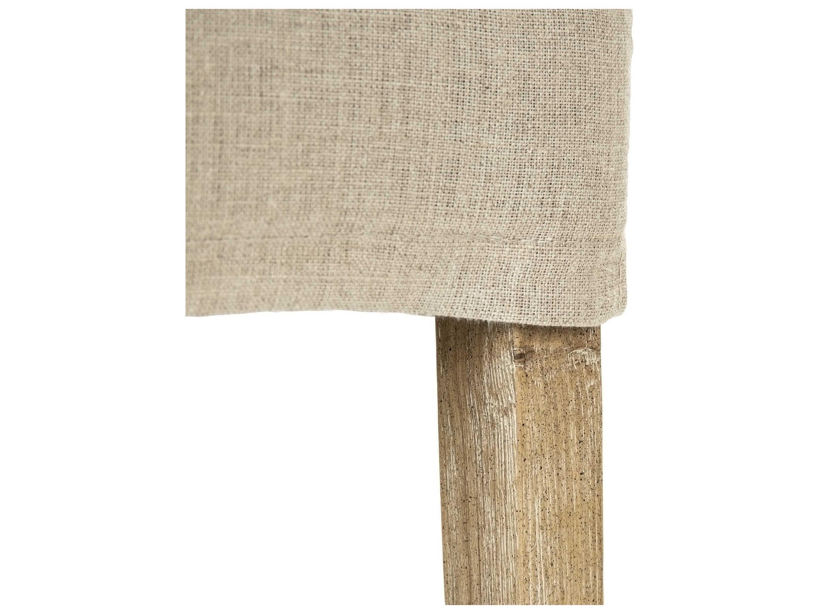 Zentique Avignon Upholstered Oak Wood Khaki Blue Stripe Counter Stool