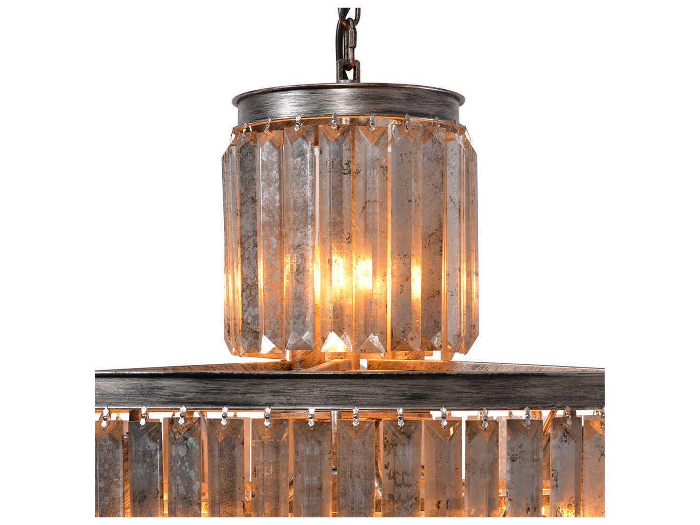 Zentique 22-Light Distressed Metal Steel Crystal Tiered Chandelier
