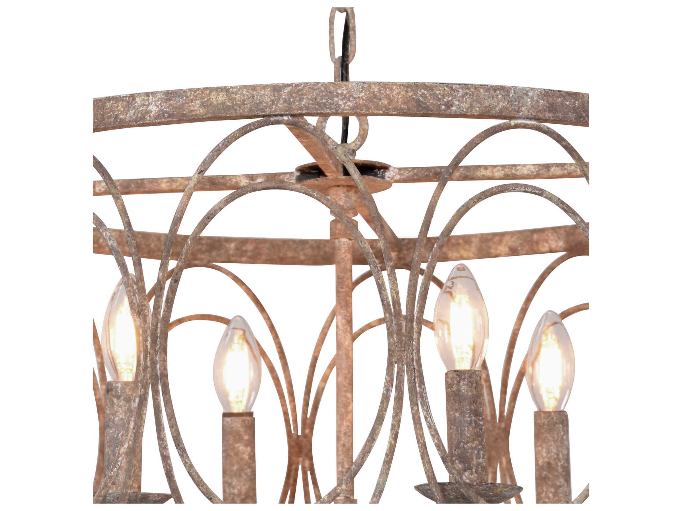 Zentique 4-Light Rustic Iron Brown Candelabra Chandelier