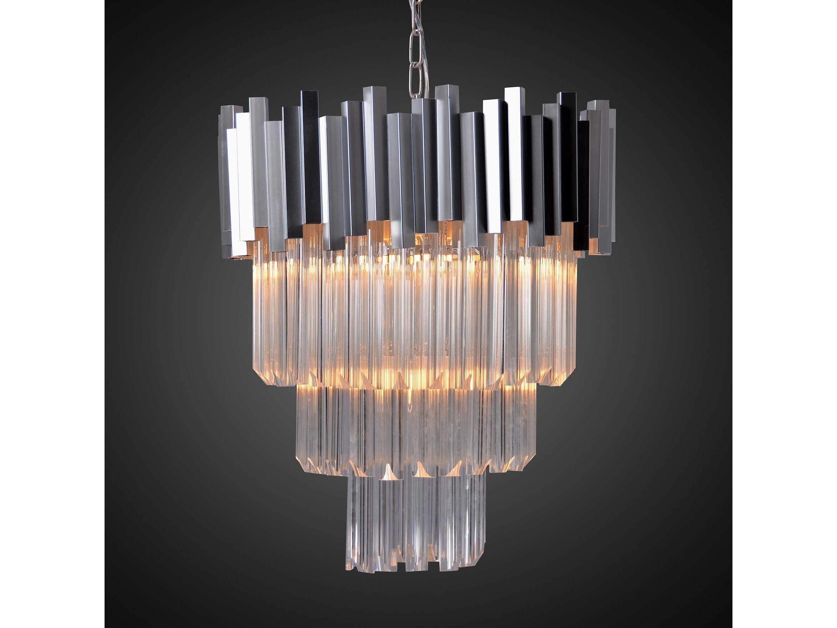 Zentique 4-Light Matte Silver Crystal Glass Chandelier