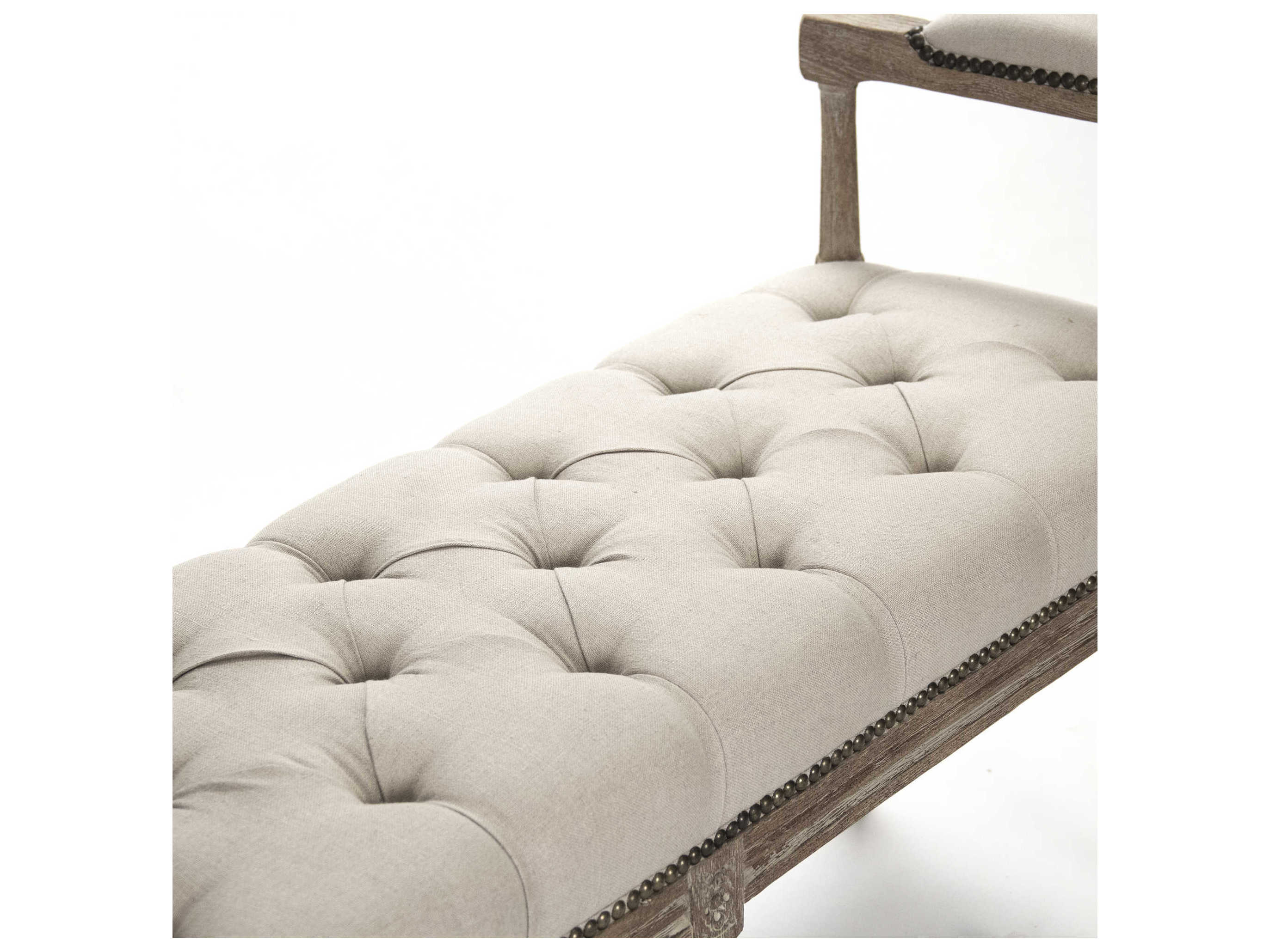 Zentique Natural Linen Cream Upholstered Accent Bench
