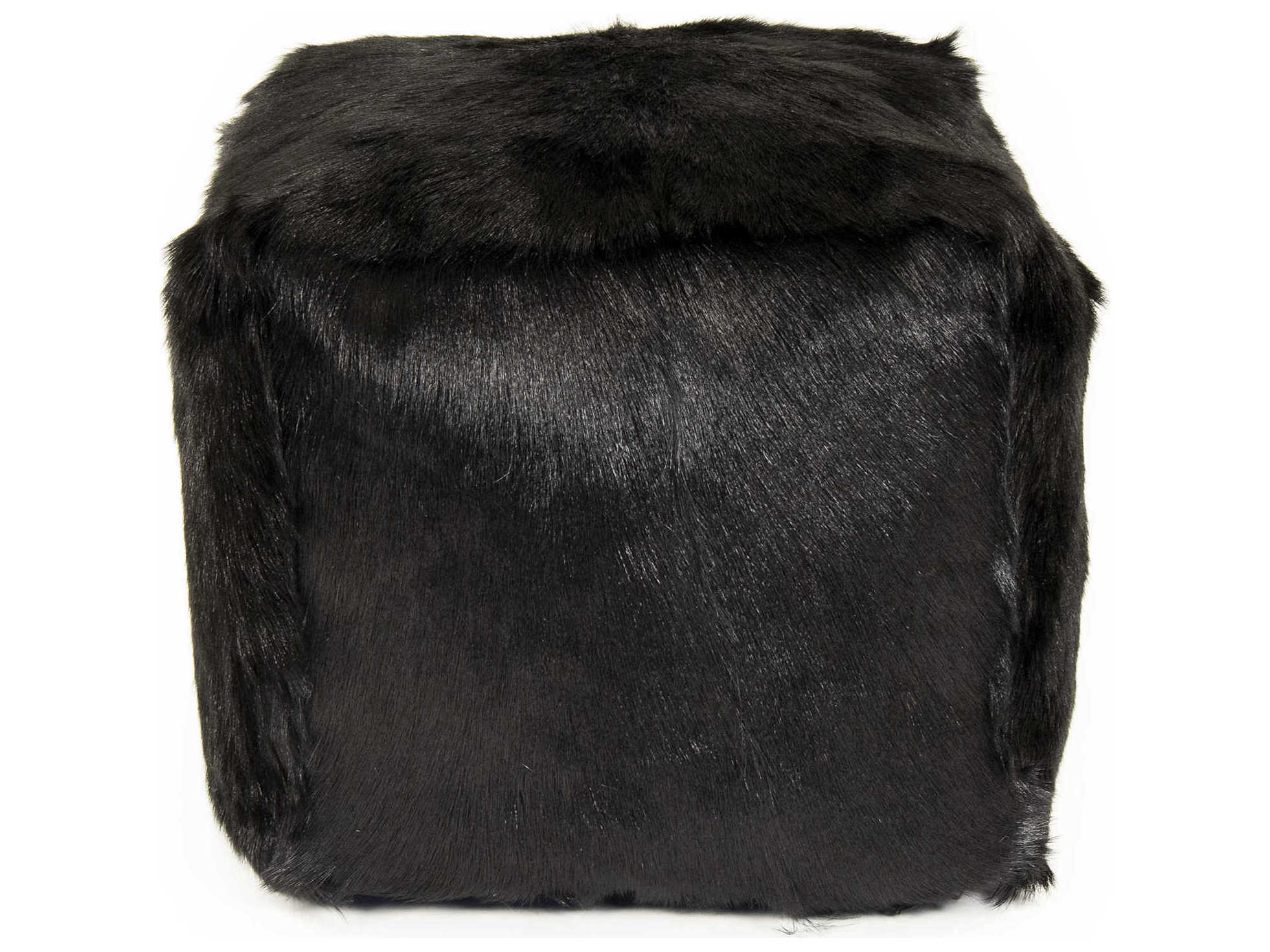 Zentique Black Fur Ottoman