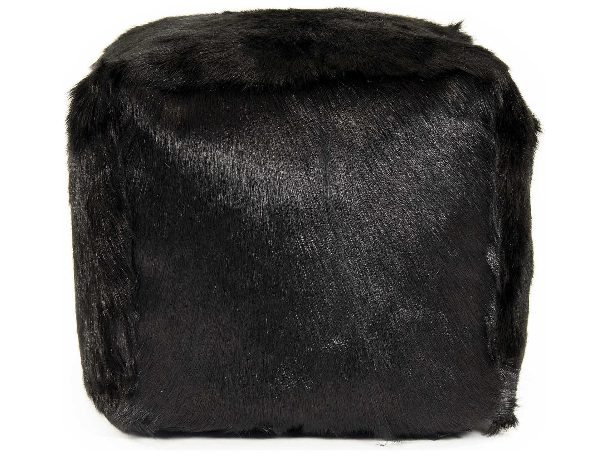 Zentique Black Fur Ottoman