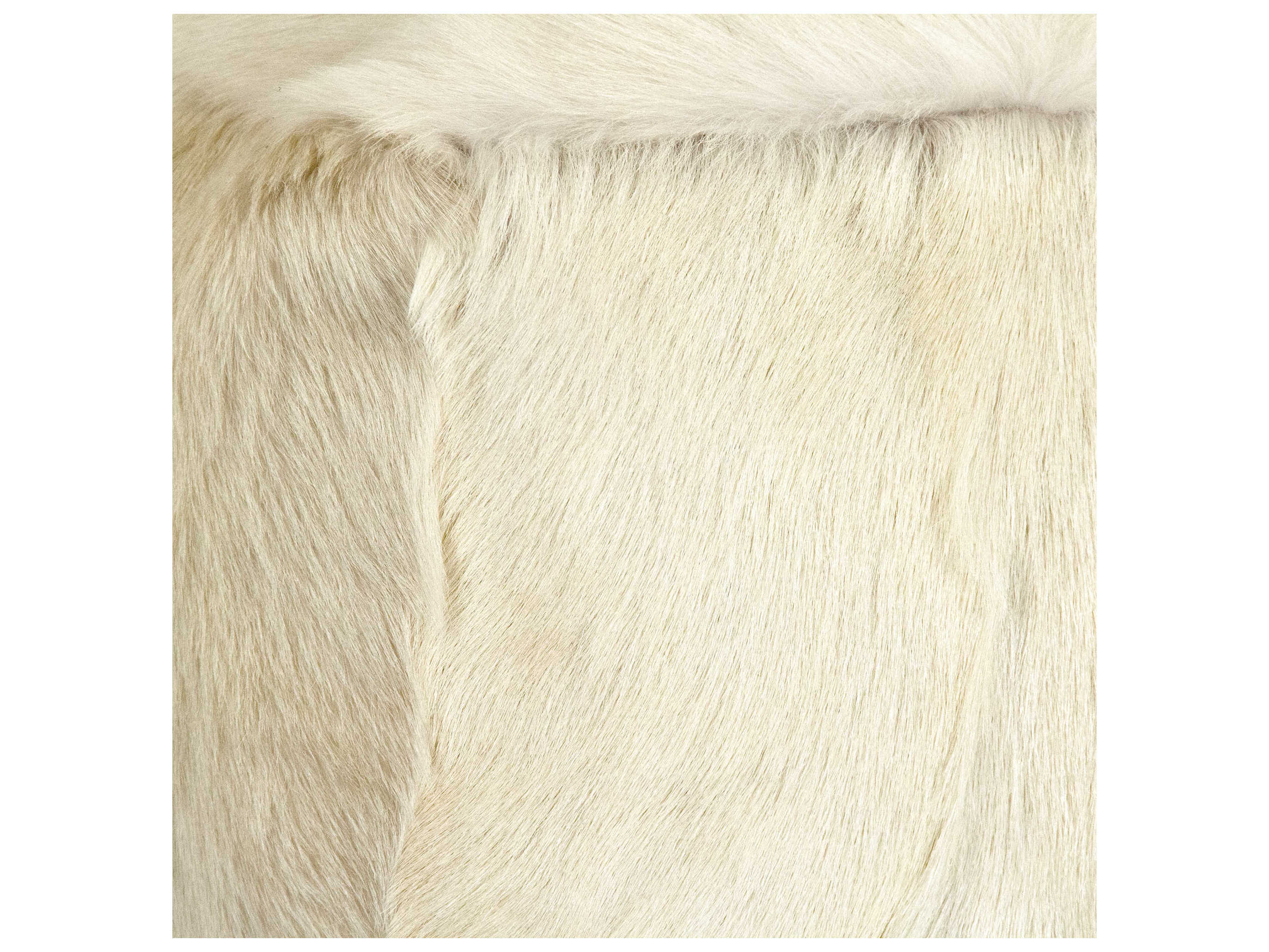 Zentique Ivory White Fur Ottoman