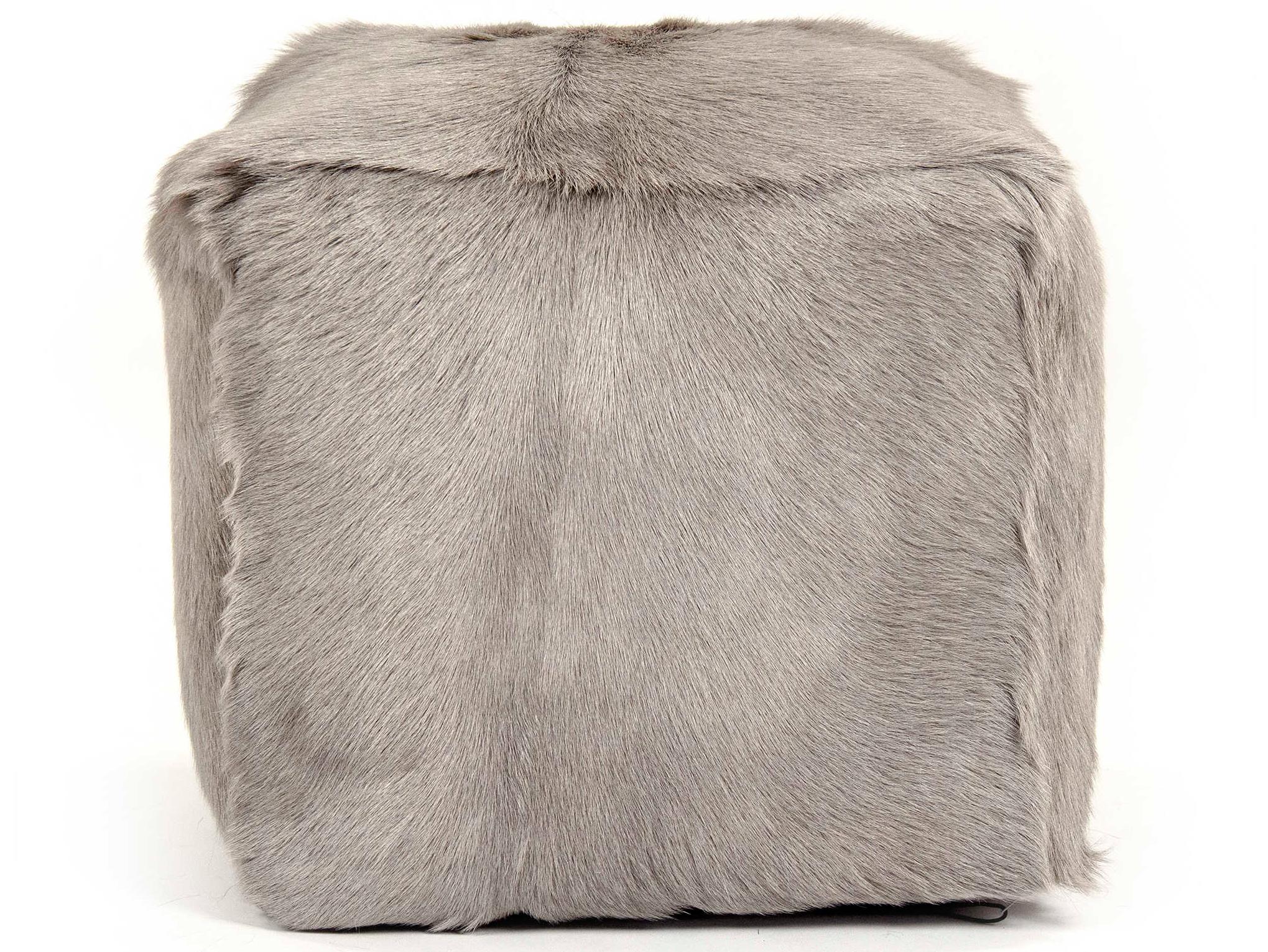 Zentique Light Grey Fur Ottoman