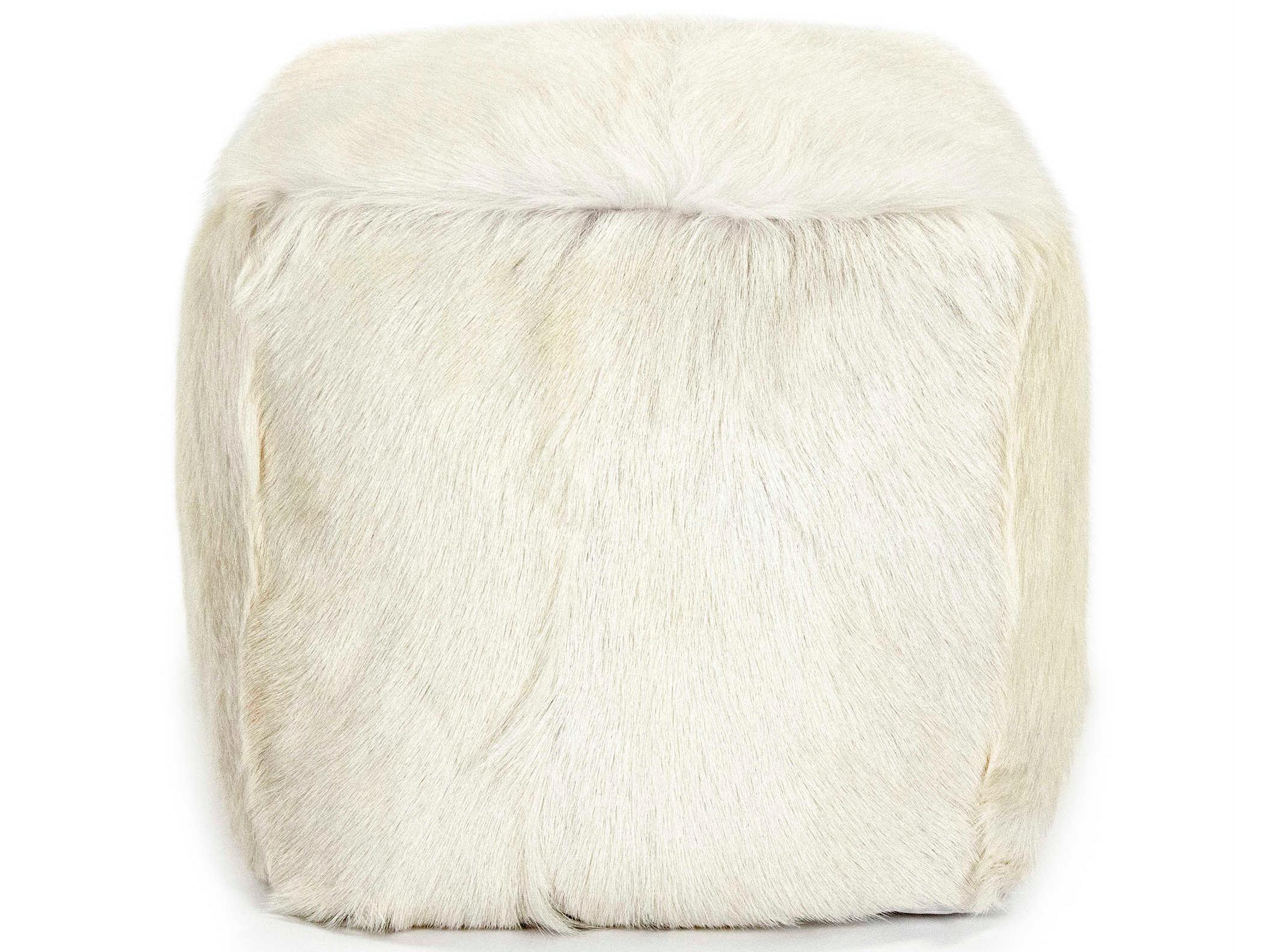 Zentique White Fur Ottoman