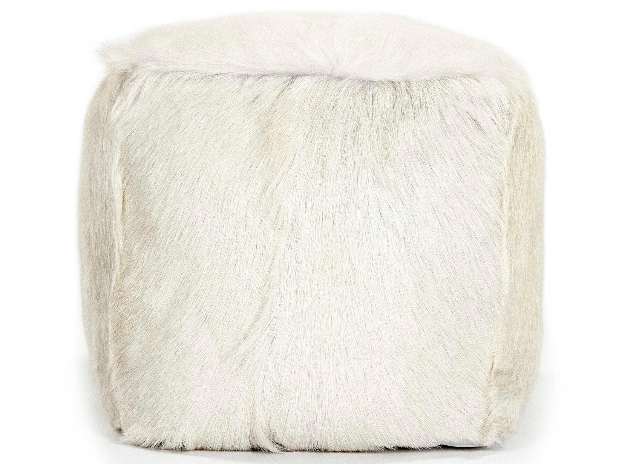 Zentique White Fur Ottoman