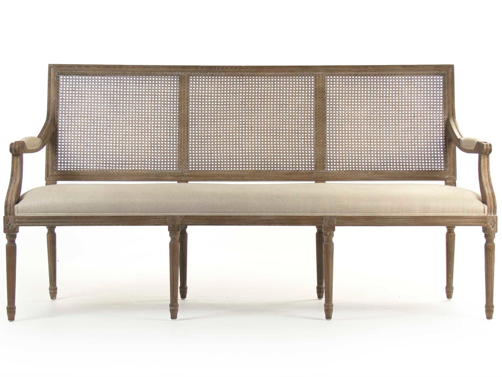 Zentique Louis Natural Linen Beige Upholstered Accent Bench
