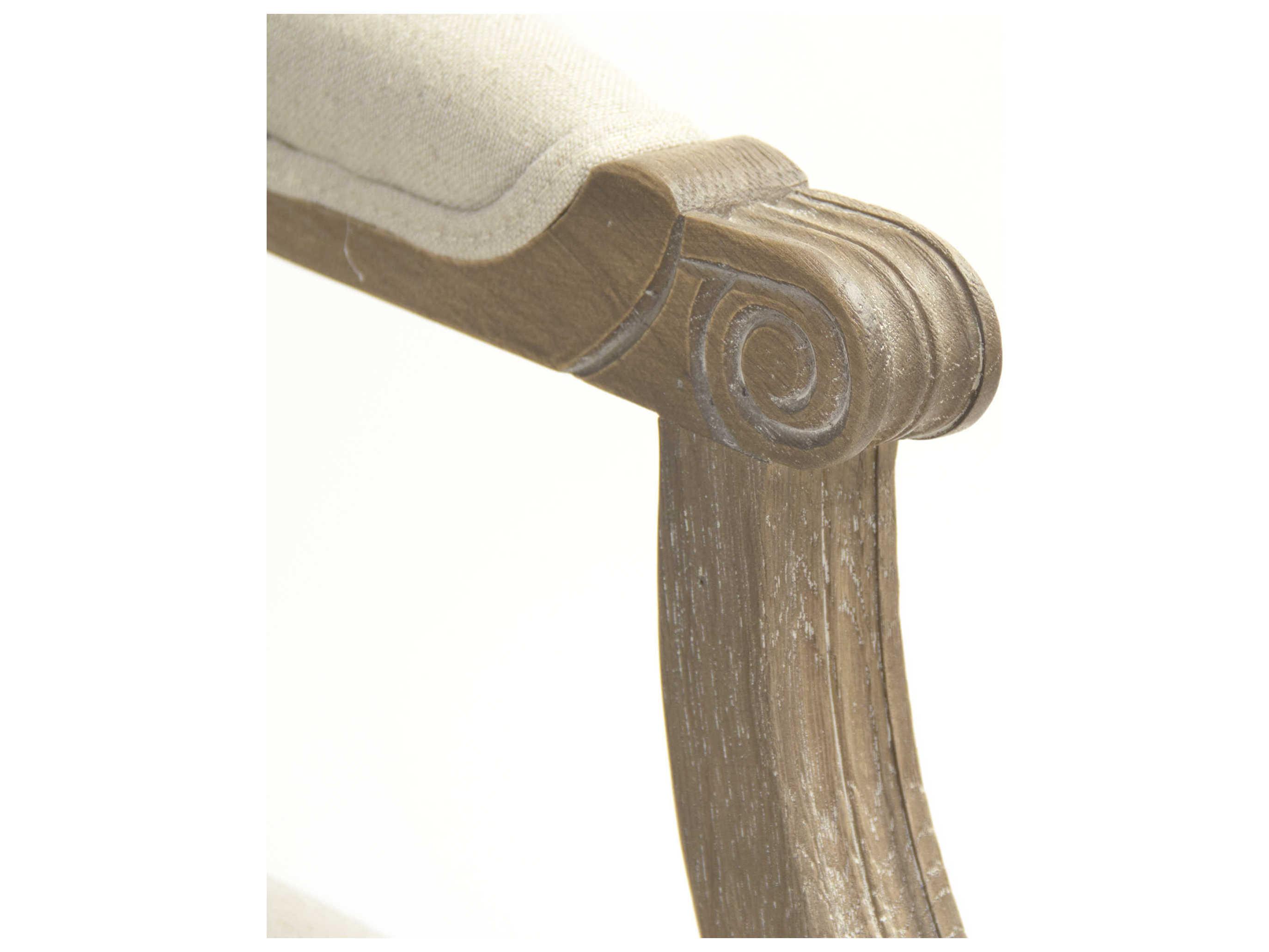 Zentique Louis Natural Linen Beige Upholstered Accent Bench