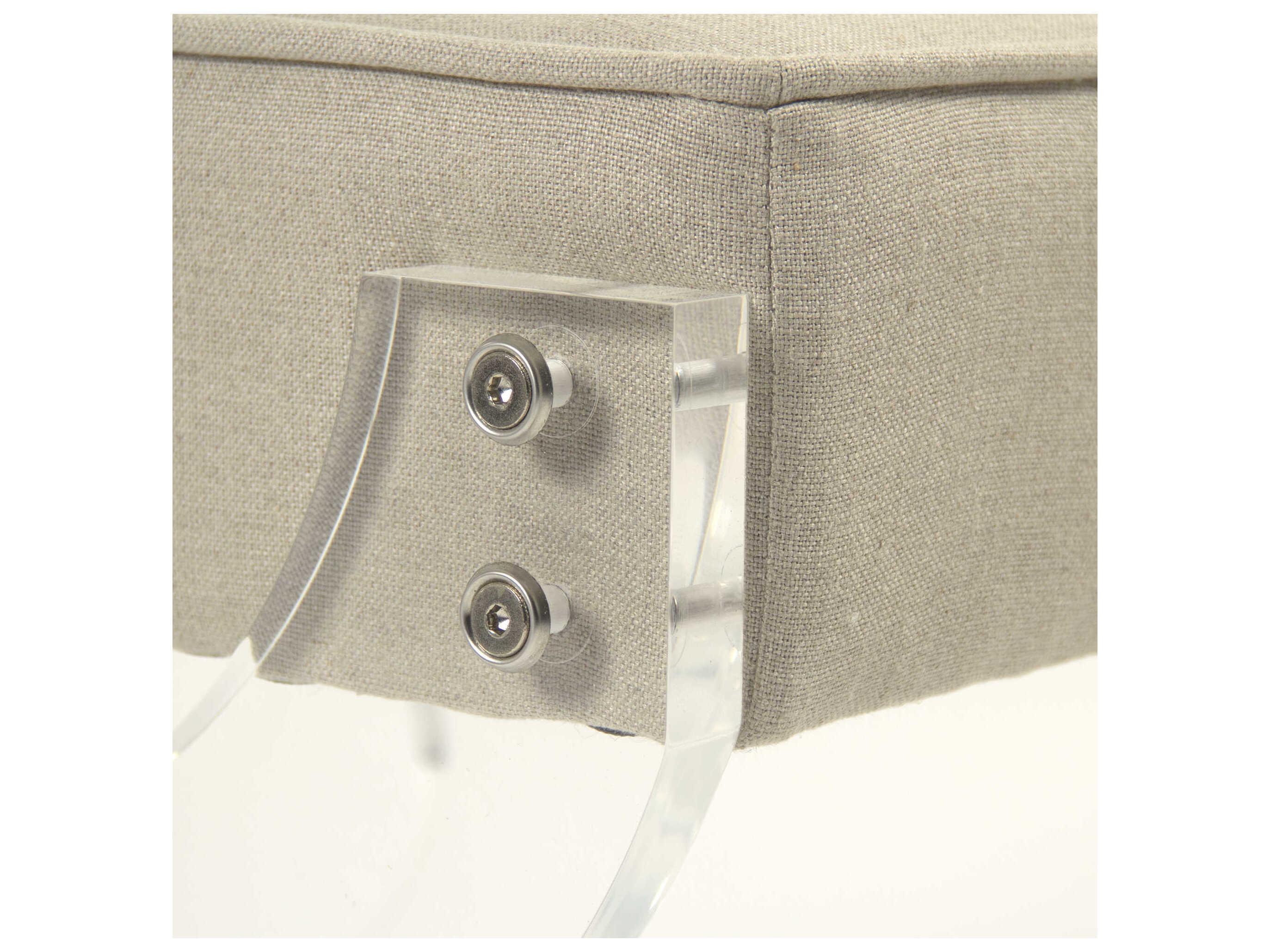 Zentique Melodie Natural Linen Beige Upholstered Accent Stool