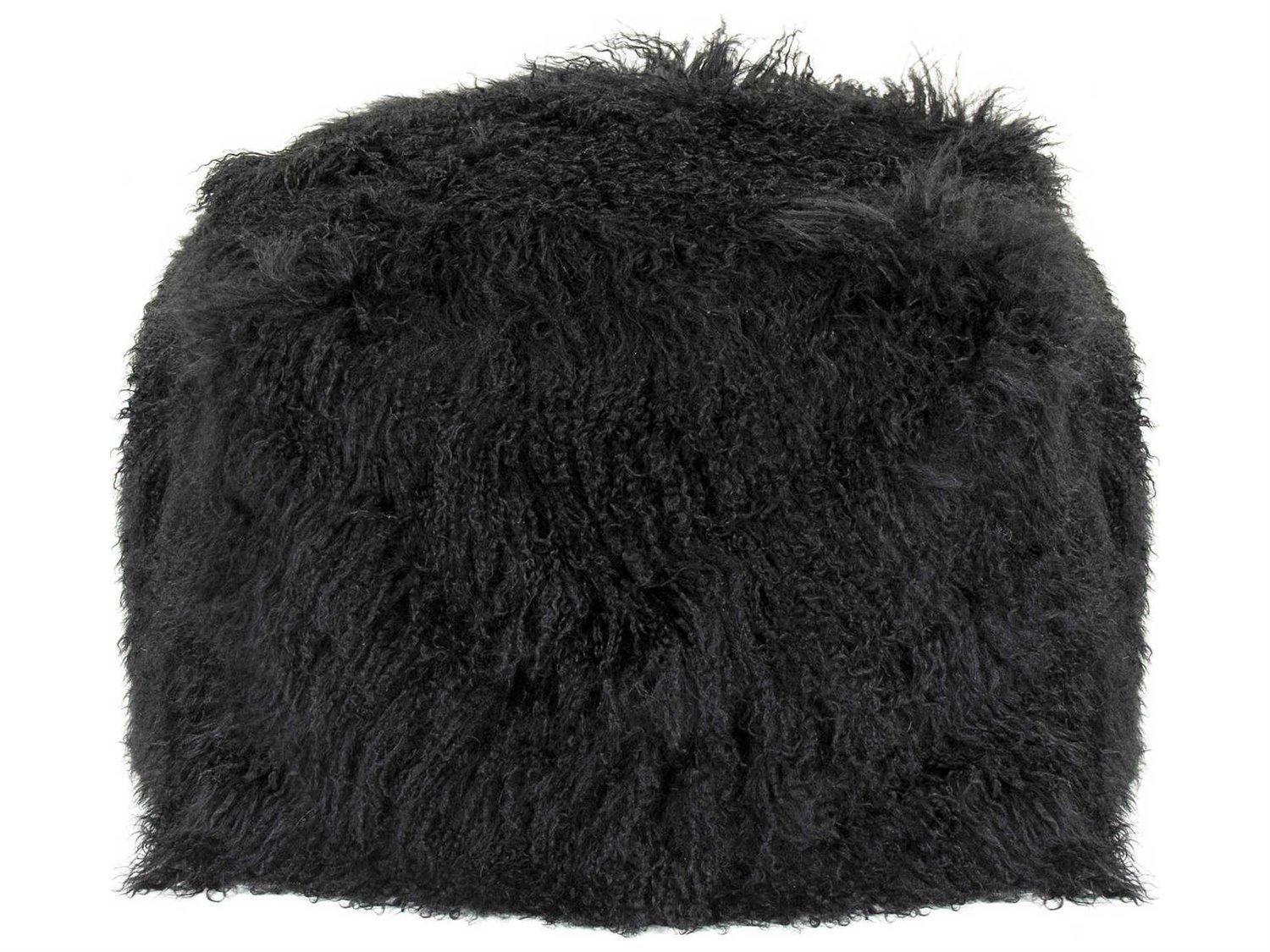 Zentique Black Fur Ottoman