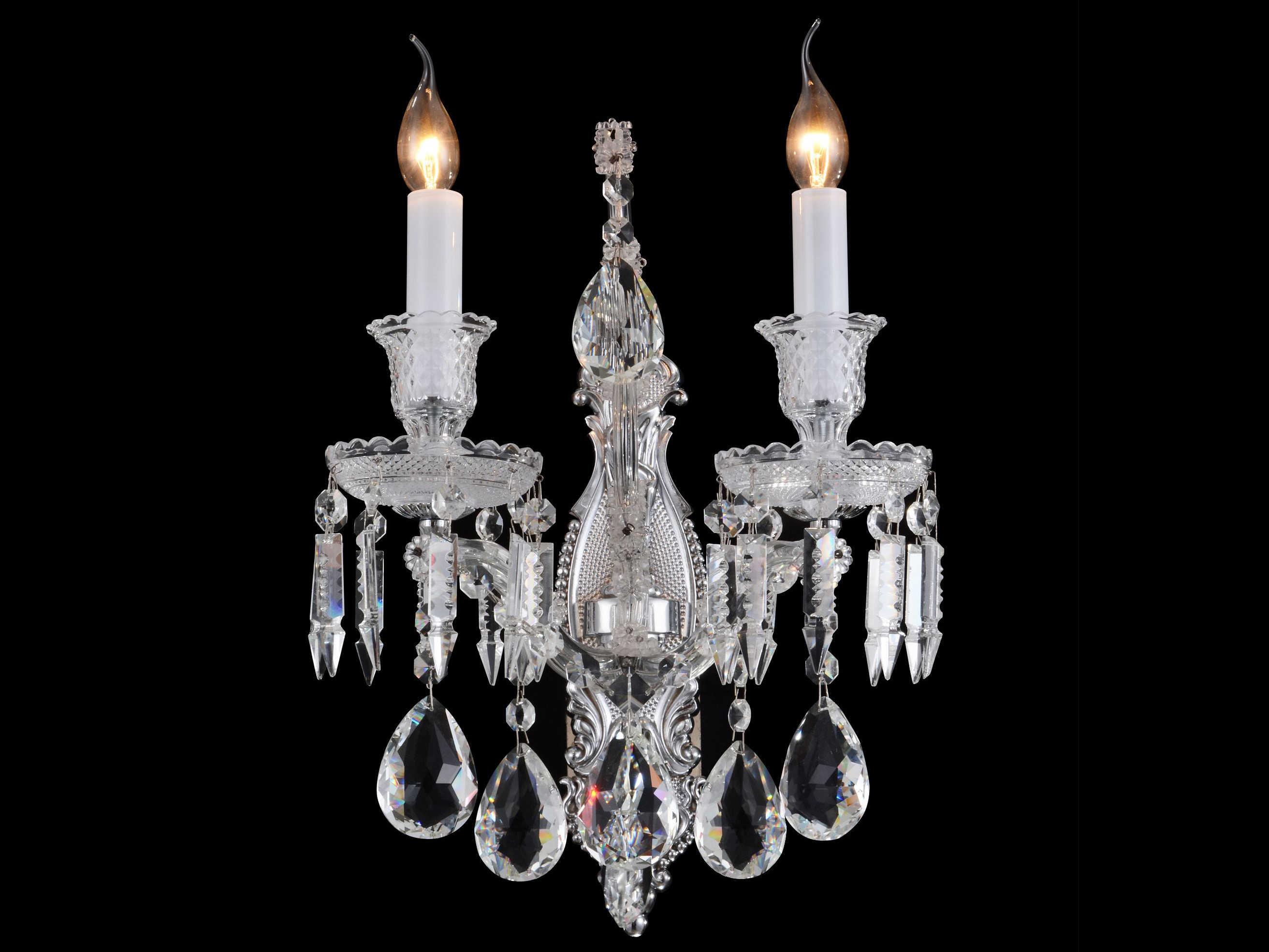 Michael Amini Chambord 2-Light Clear Crystal Glass Wall Sconce