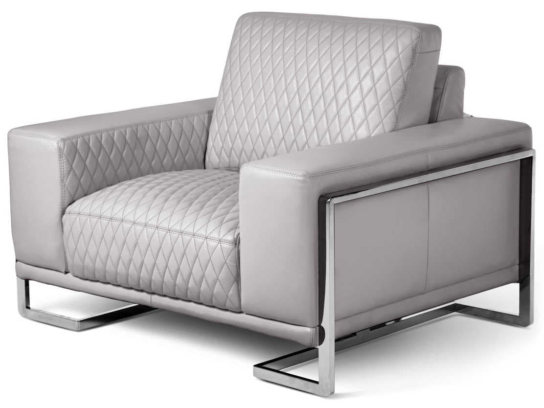 Michael Amini Mia Bella Gray Leather Chair and a Half