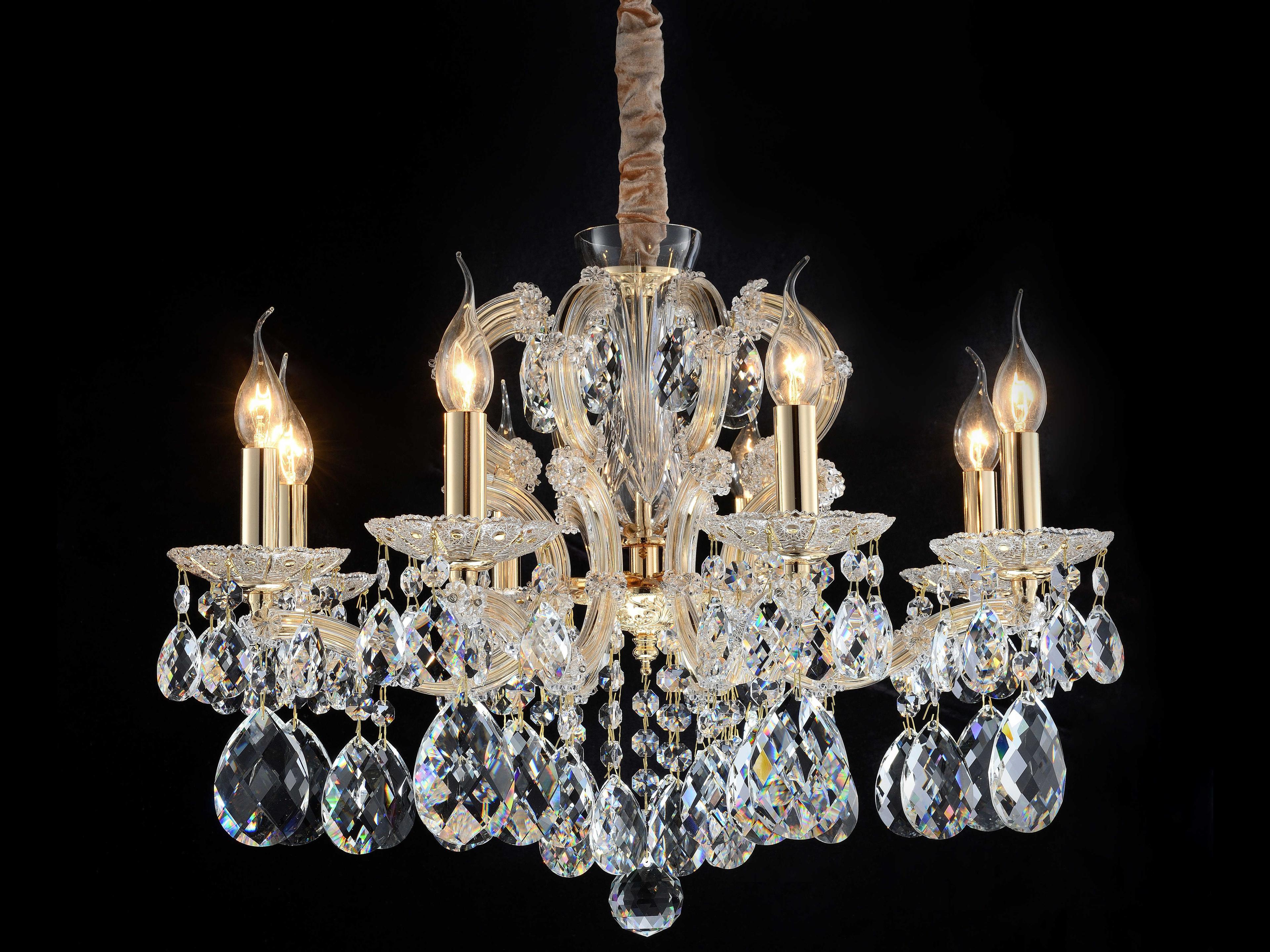 Luxecor Portola 8-Light Clear Gold Crystal Glass Candelabra Chandelier