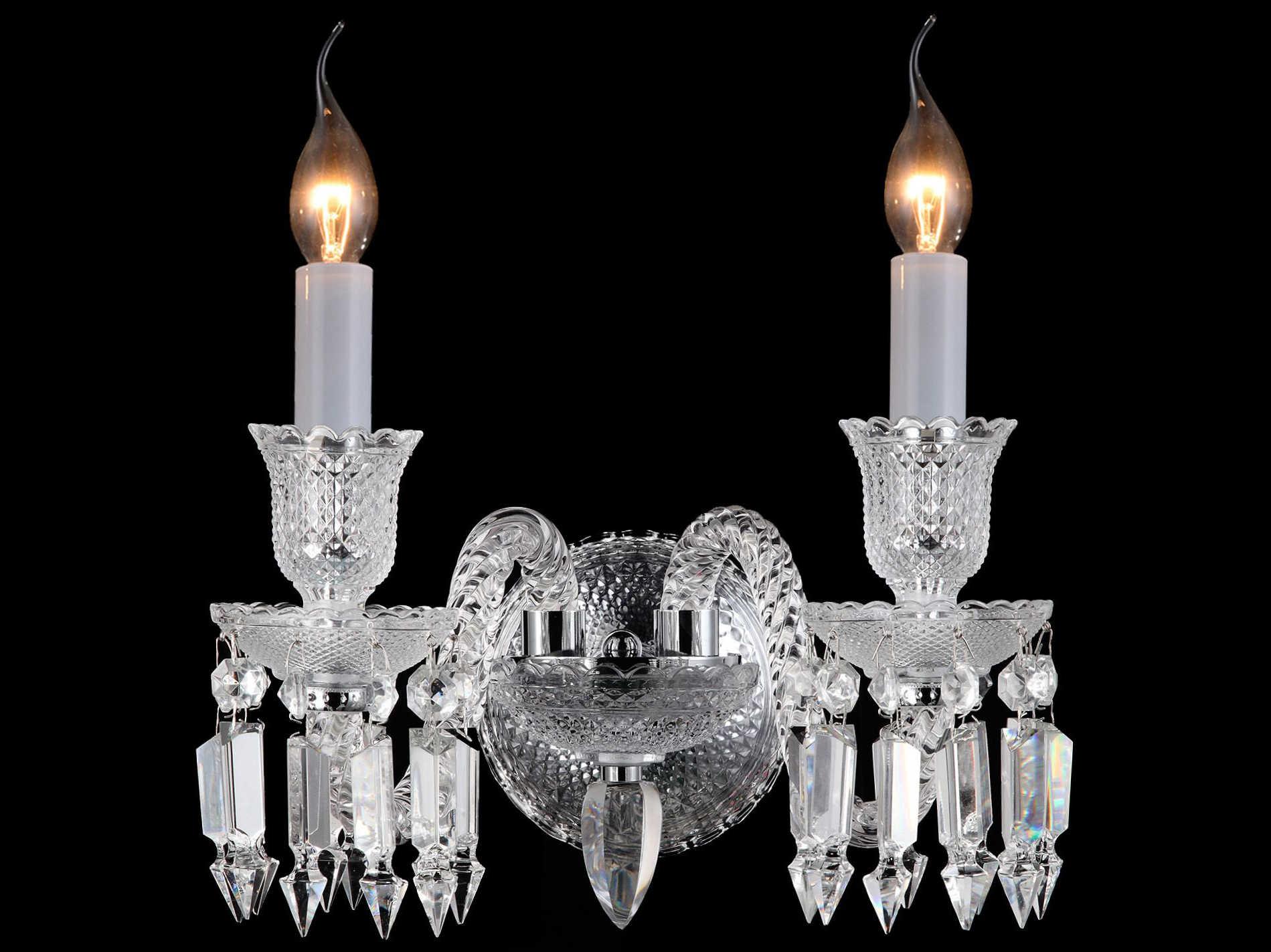 Michael Amini Treviso 2-Light Clear Crystal Glass Wall Sconce