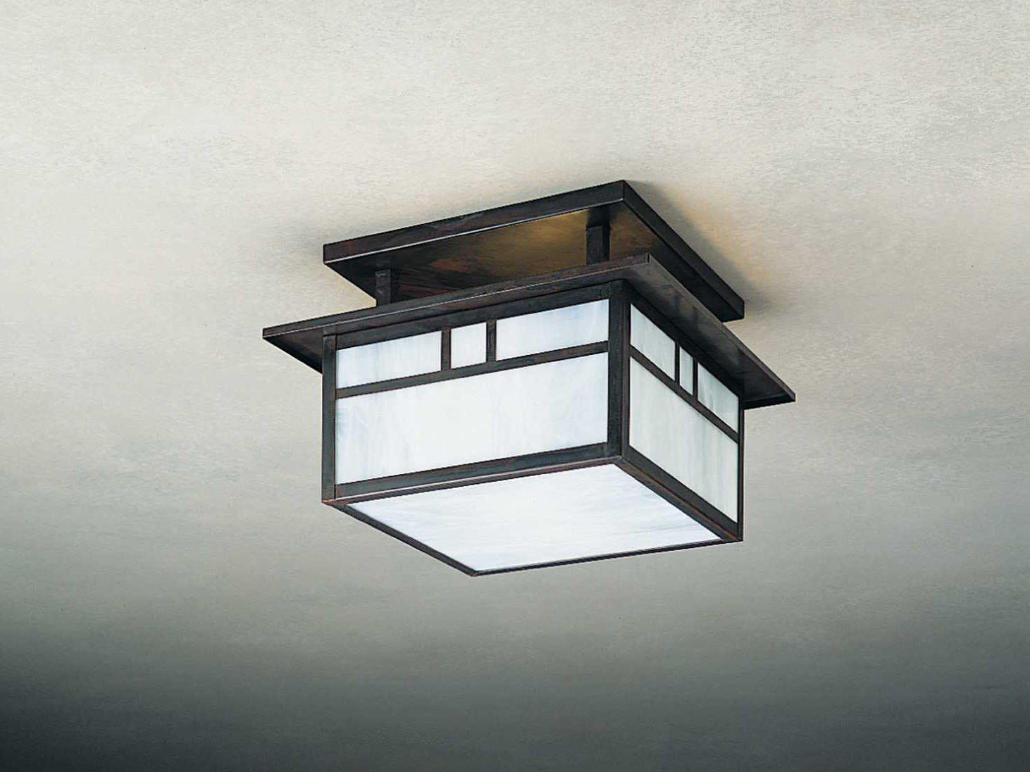 Arroyo Craftsman Huntington 2-Light Bronze Glass Semi Flush Mount