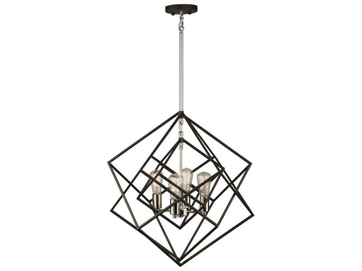 Artcraft Artistry 4-Light Polished Nickel LED Geometric Chandelier