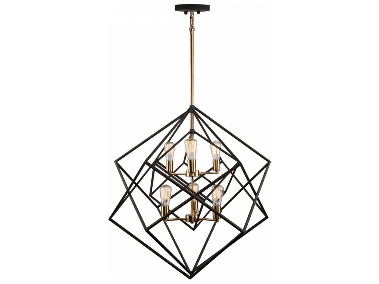 Artcraft Artistry 6-Light Matte Black Harvest Brass LED Geometric Tiered Chandelier