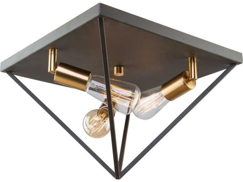 Artcraft Artistry 3-Light Matte Black Harvest Brass LED Geometric Flush Mount