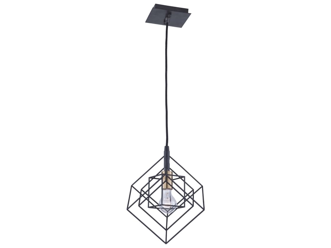 Artcraft Artistry 1-Light Matte Black Harvest Brass LED Geometric Mini Pendant