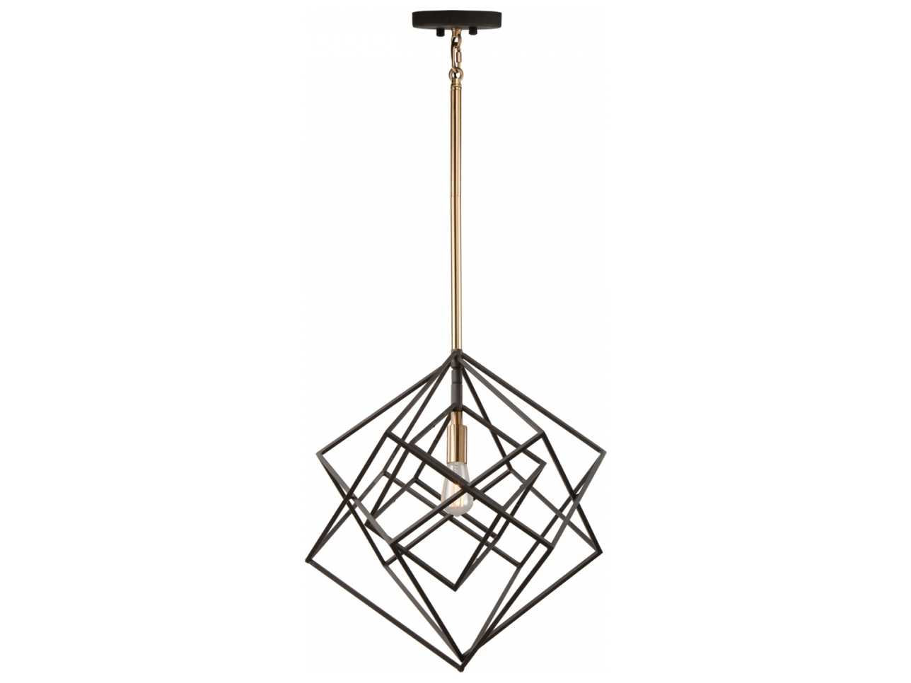 Artcraft Artistry 1-Light Matte Black Harvest Brass LED Geometric Pendant