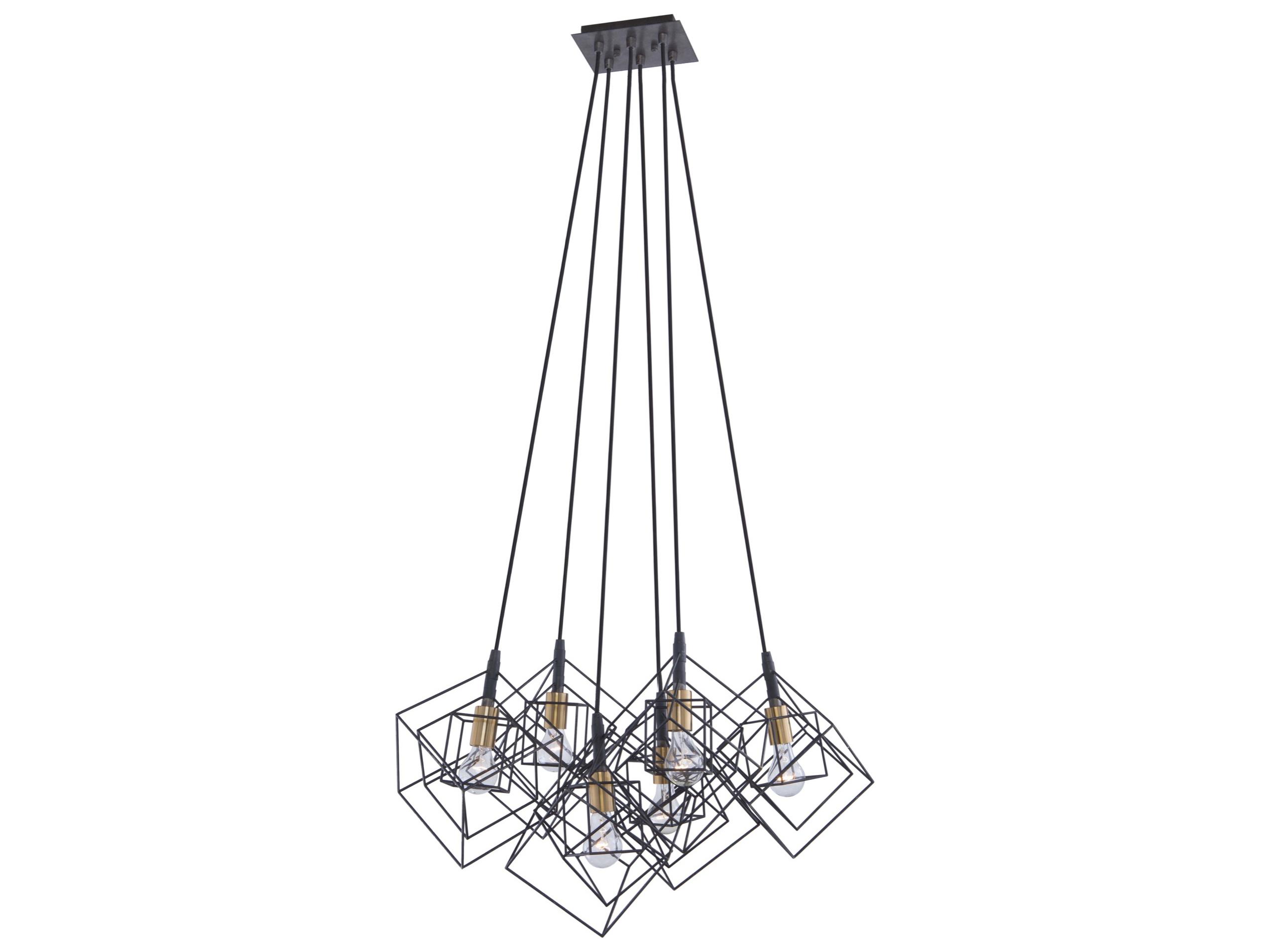 Artcraft Artistry 6-Light Matte Black Harvest Brass LED Geometric Pendant