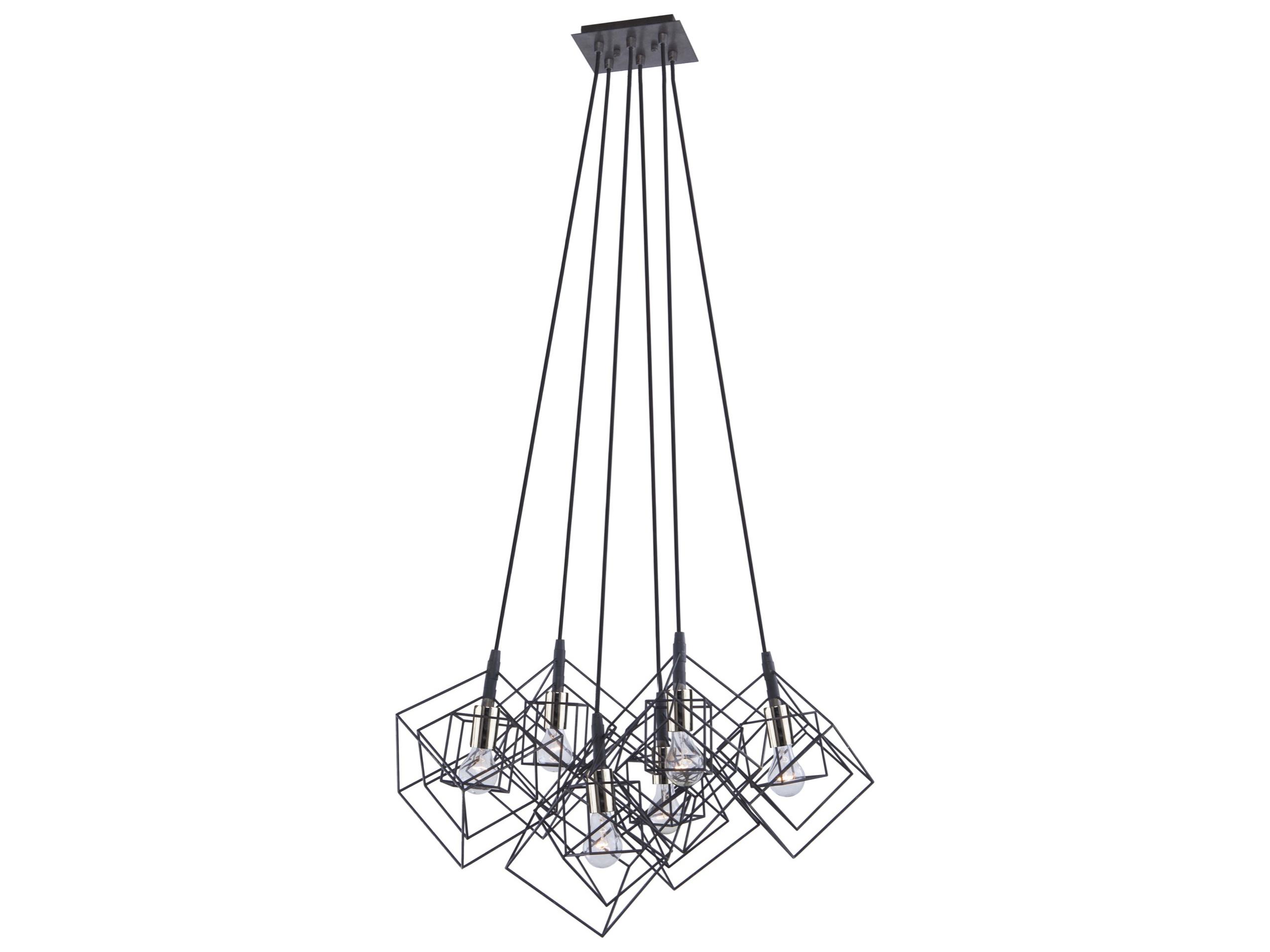 Artcraft Artistry 6-Light Matte Black Polished Nickel Brass LED Geometric Pendant