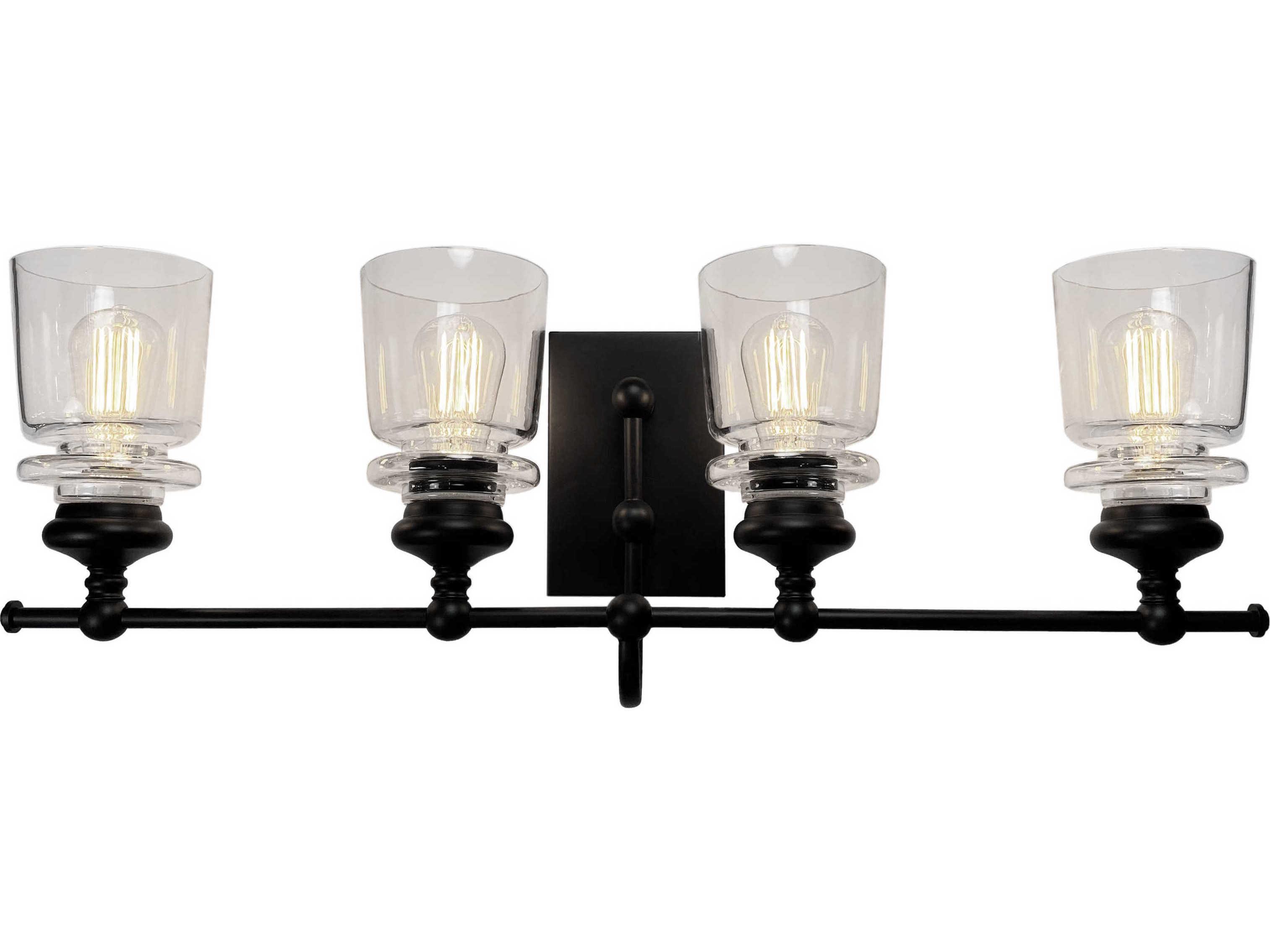 Artcraft Castara 4-Light Black Brass Glass LED Vanity Light