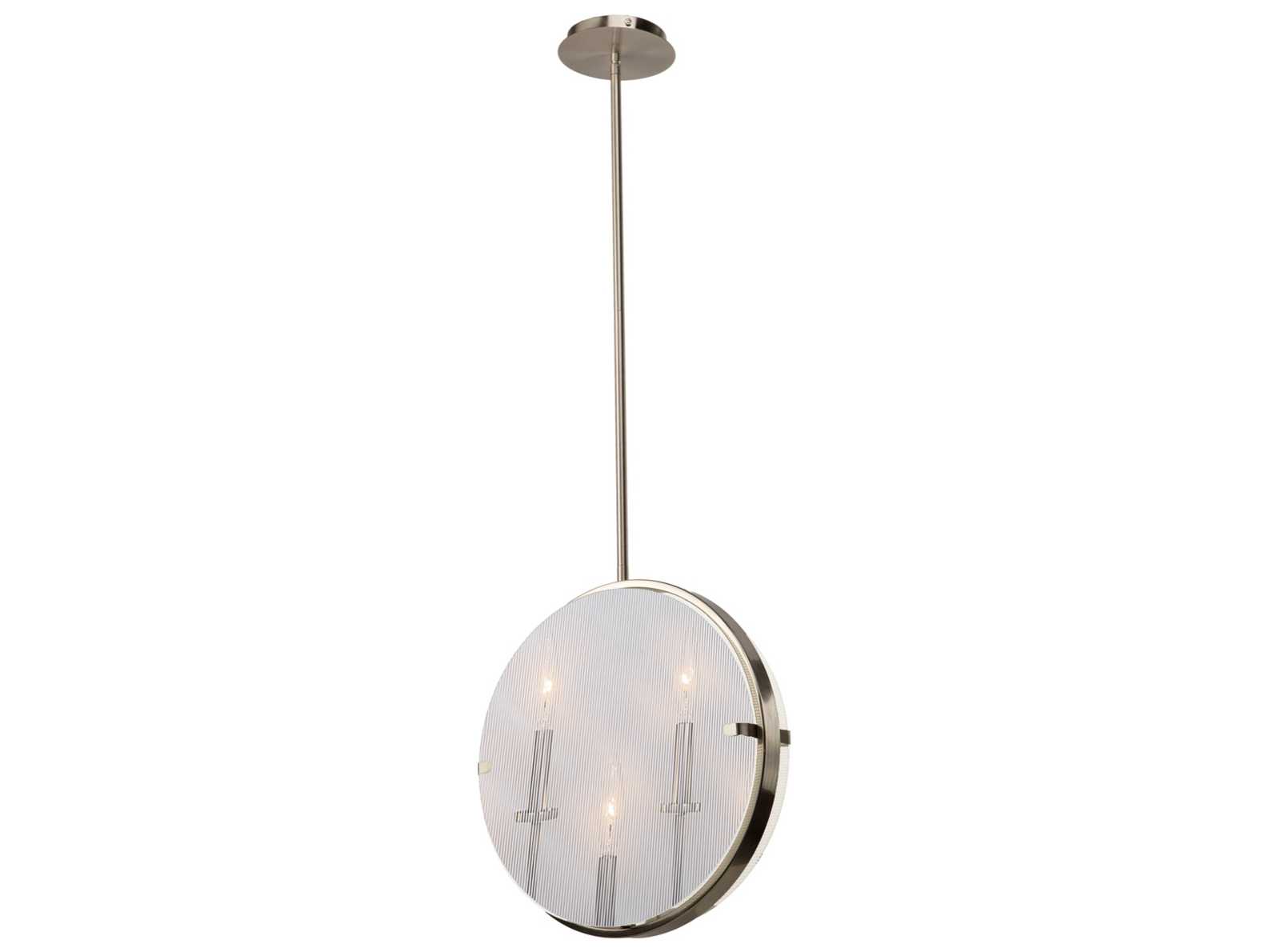 Artcraft Harbor Point 3-Light Satin Nickel Glass Round Pendant