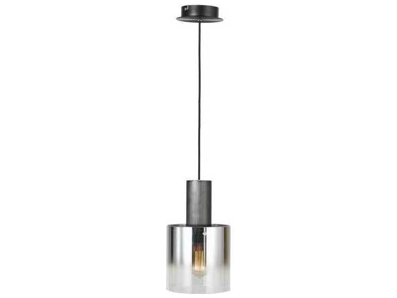 Artcraft Henley 1-Light Satin Black Smoke Glass Gray LED Cylinder Geometric Mini Pendant