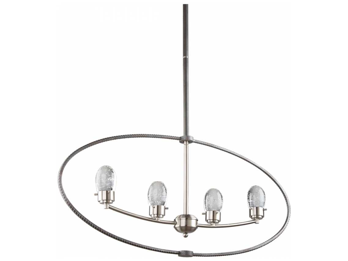 Artcraft Kingsford 4-Light Slate & Brushed Nickel Glass LED Geometric Round Island Pendant