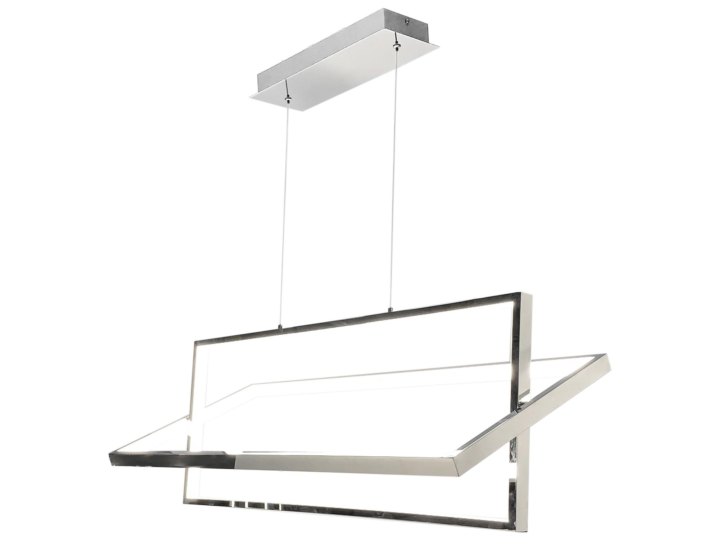 Artcraft Linear 1-Light Chrome LED Geometric Island Pendant