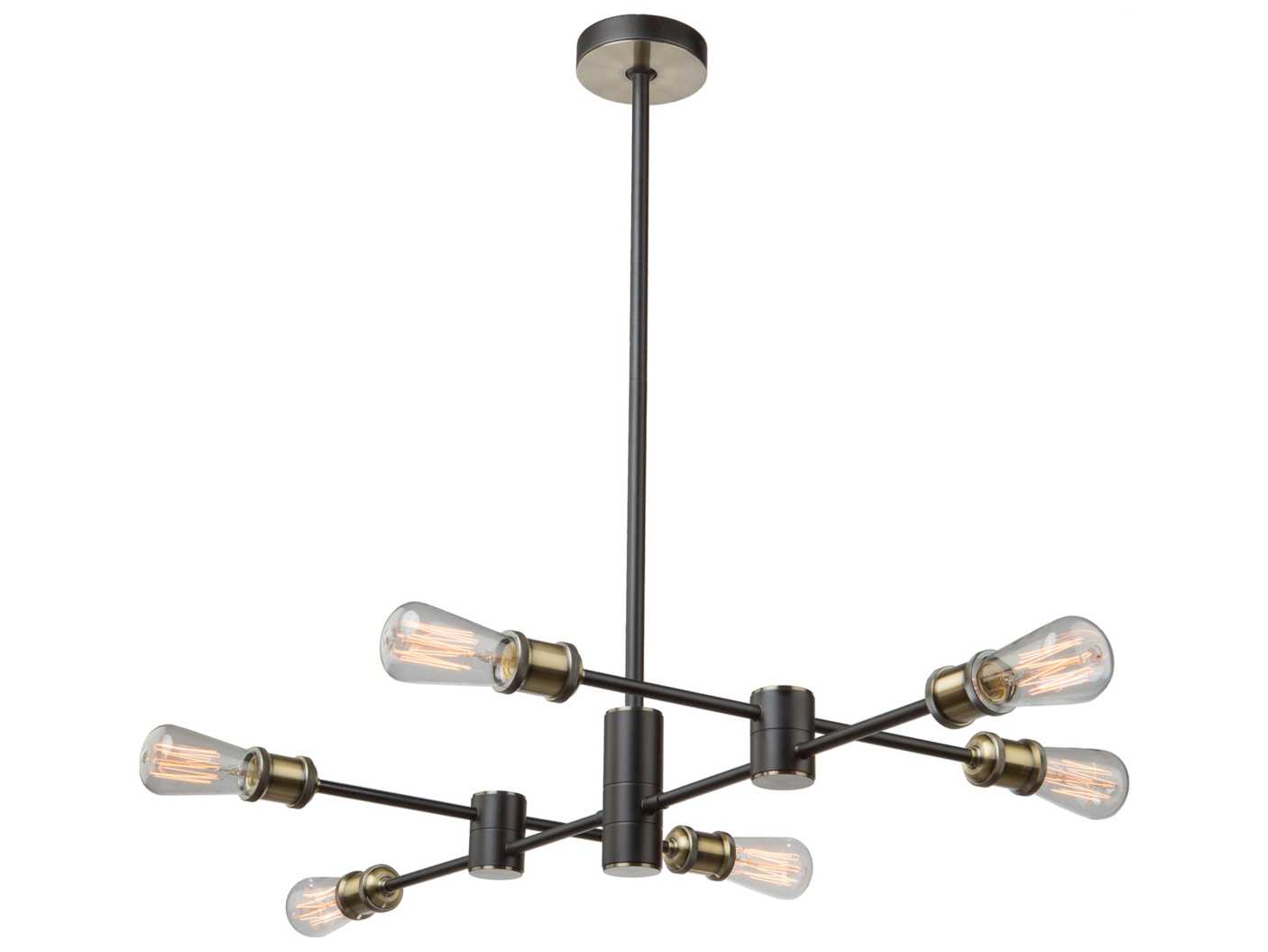 Artcraft Lux 6-Light Matte Black Satin Brass LED Chandelier