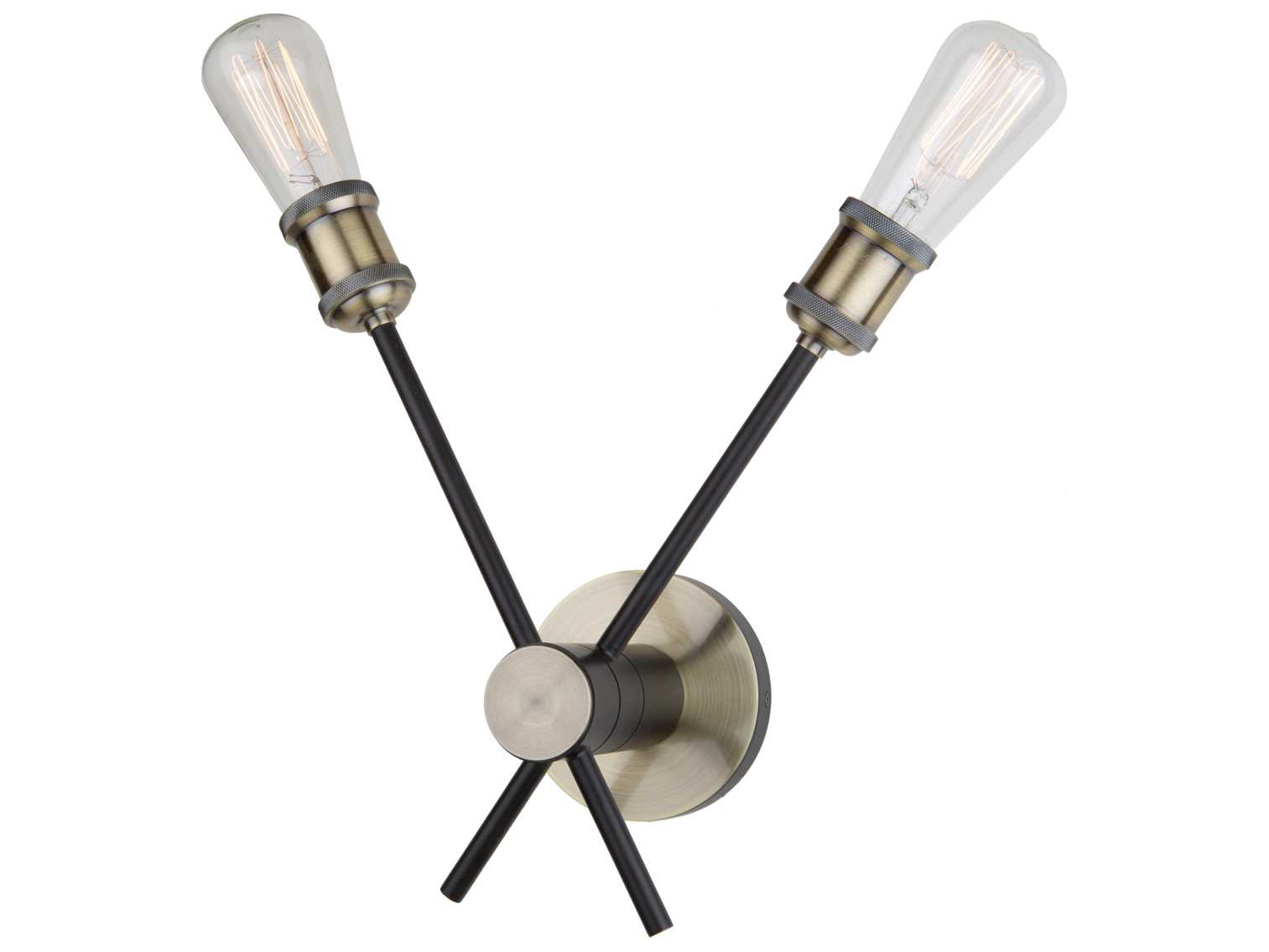 Artcraft Lux 2-Light Matte Black Satin Brass LED Wall Sconce