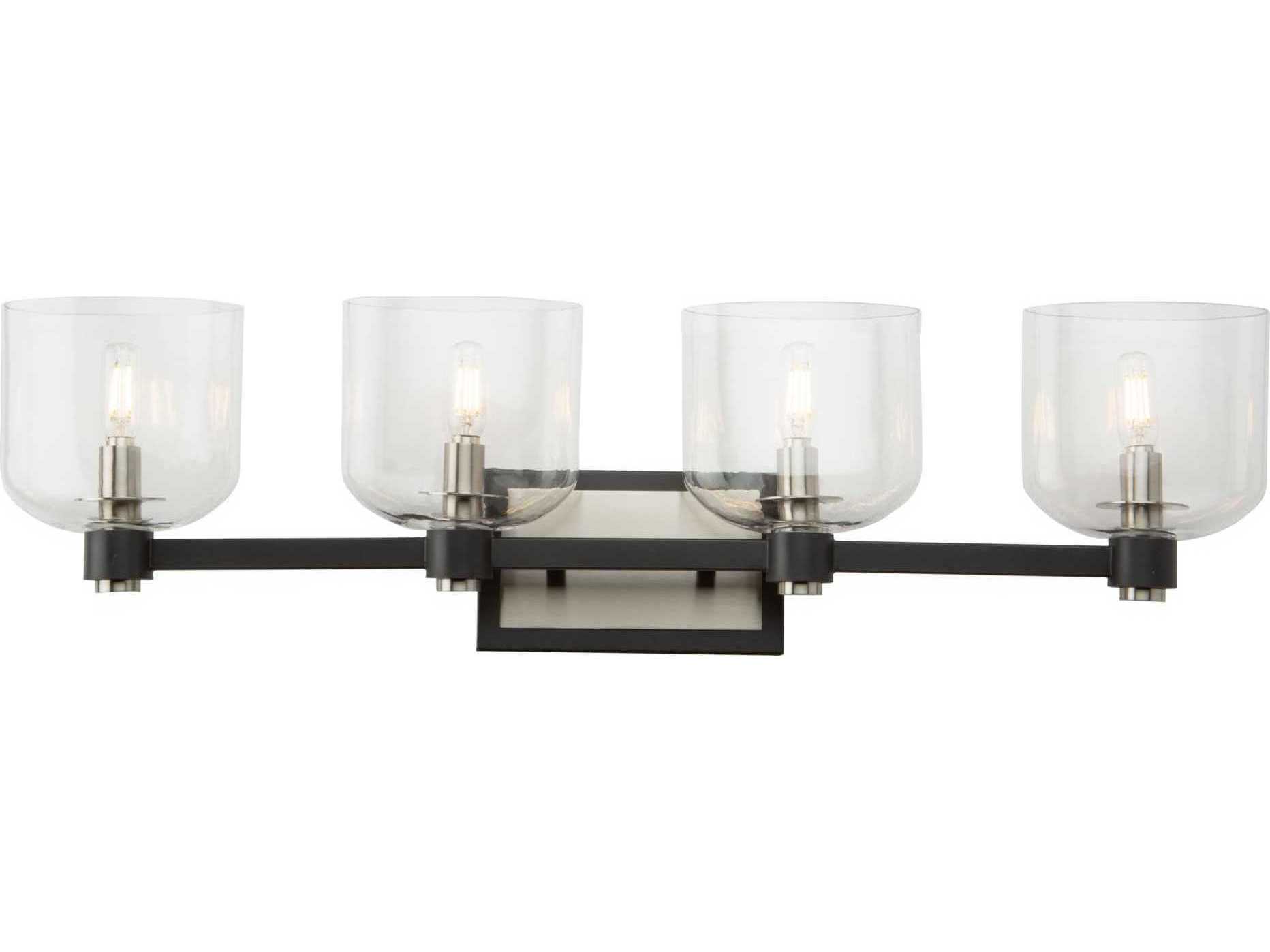 Artcraft Lyndon 4-Light Black And Brushed Nickel Glass LED Vanity Light