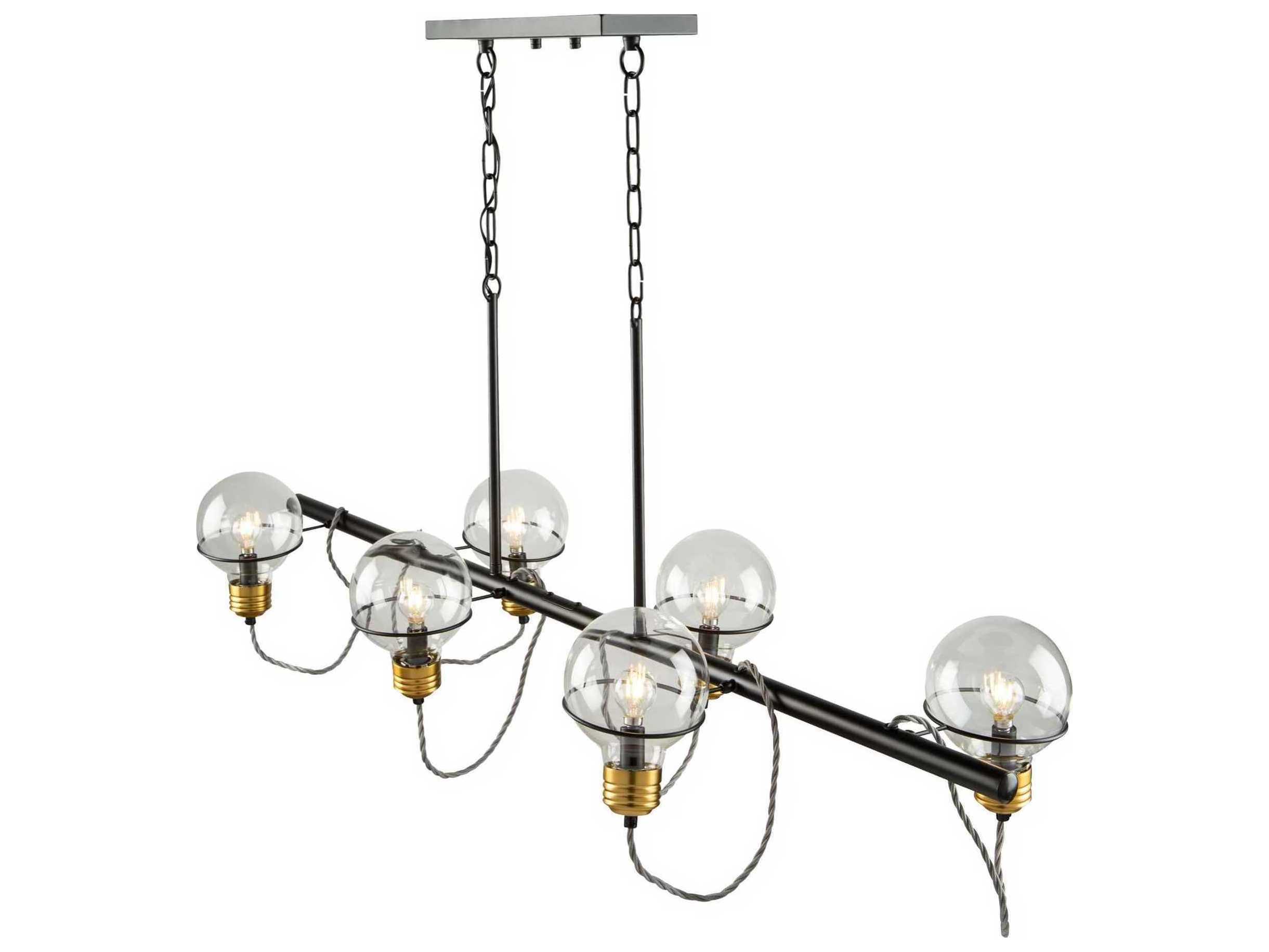 Artcraft Martina 6-Light Black And Brushed Brass Glass LED Globe Island Pendant