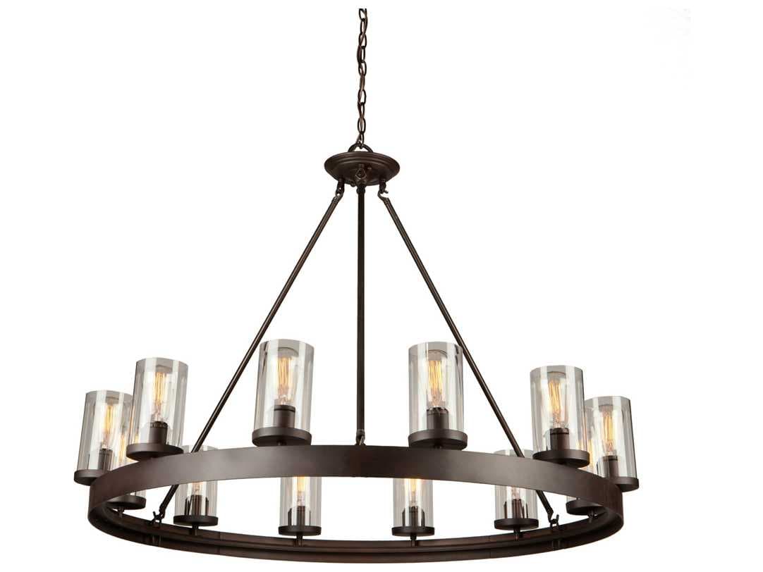 Artcraft Melno Park 12-Light Oil Rubbed Bronze Glass Cylinder Chandelier
