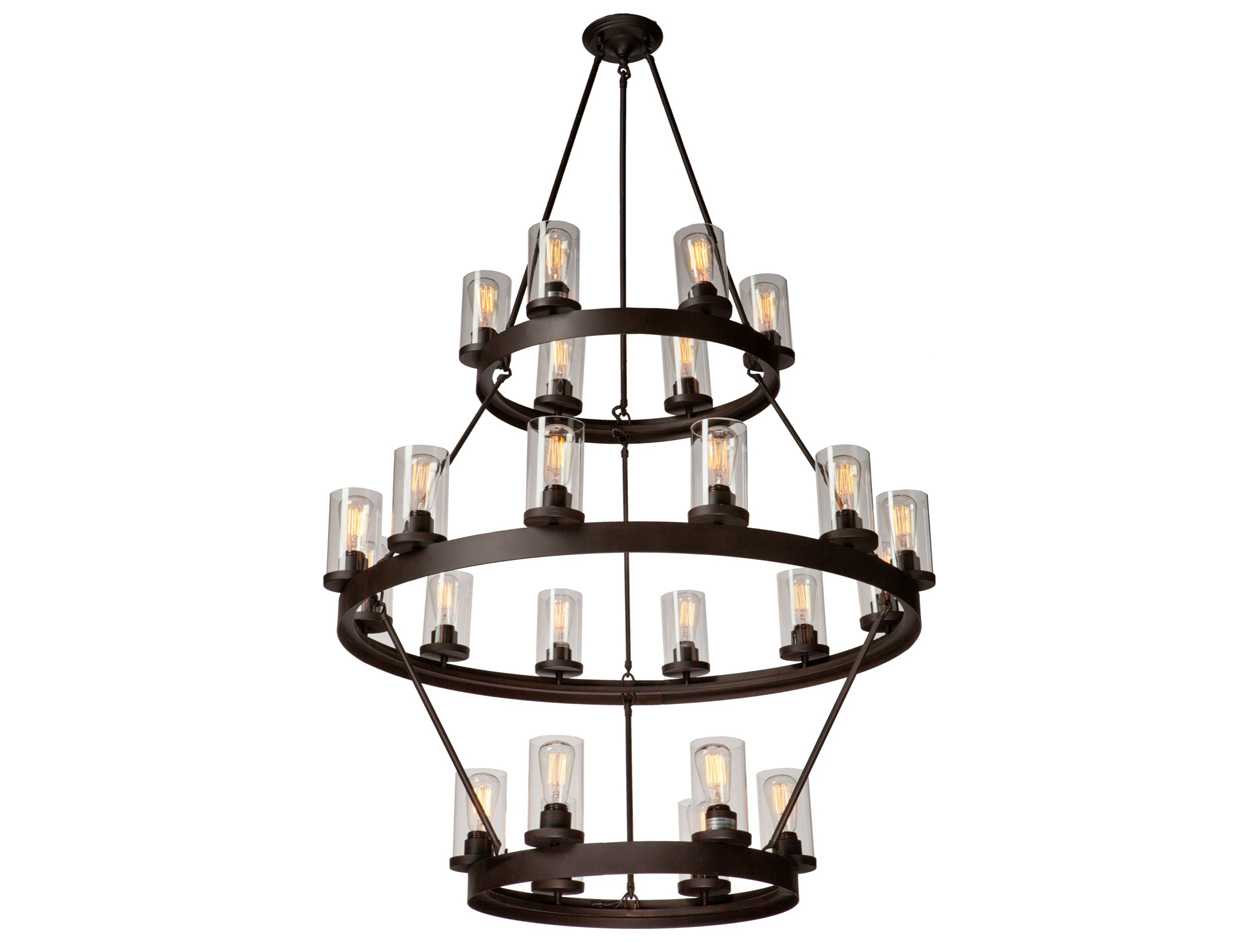 Artcraft Melno Park 24-Light Oil Rubbed Bronze Glass Cylinder Chandelier