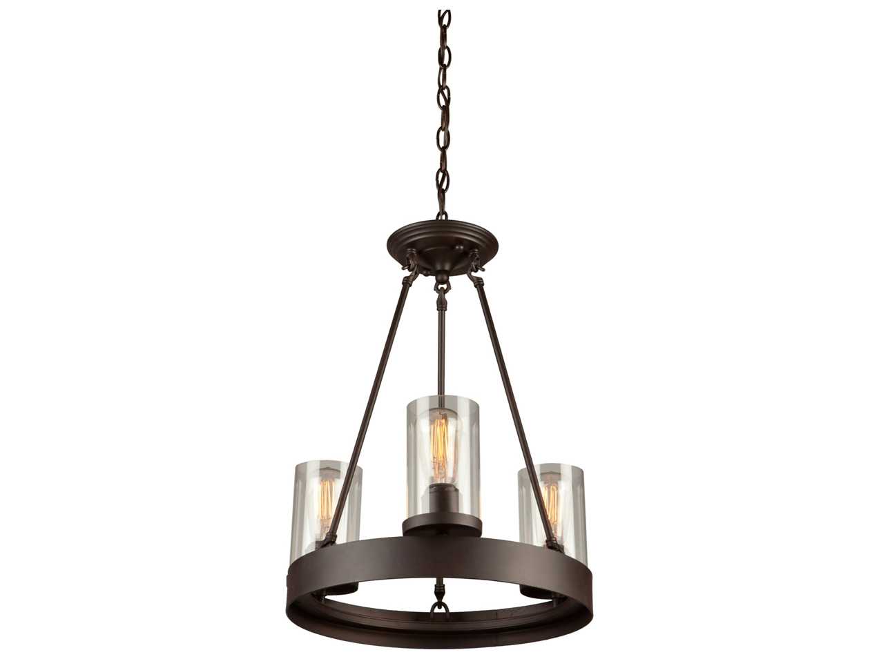 Artcraft Melno Park 3-Light Oil Rubbed Bronze Glass Cylinder Chandelier