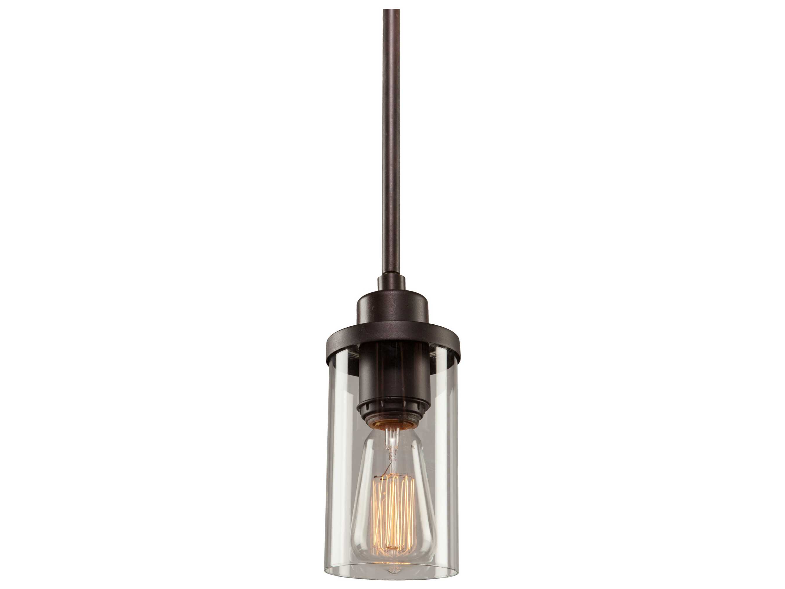 Artcraft Melno Park 1-Light Oil Rubbed Bronze Glass Cylinder Mini Pendant