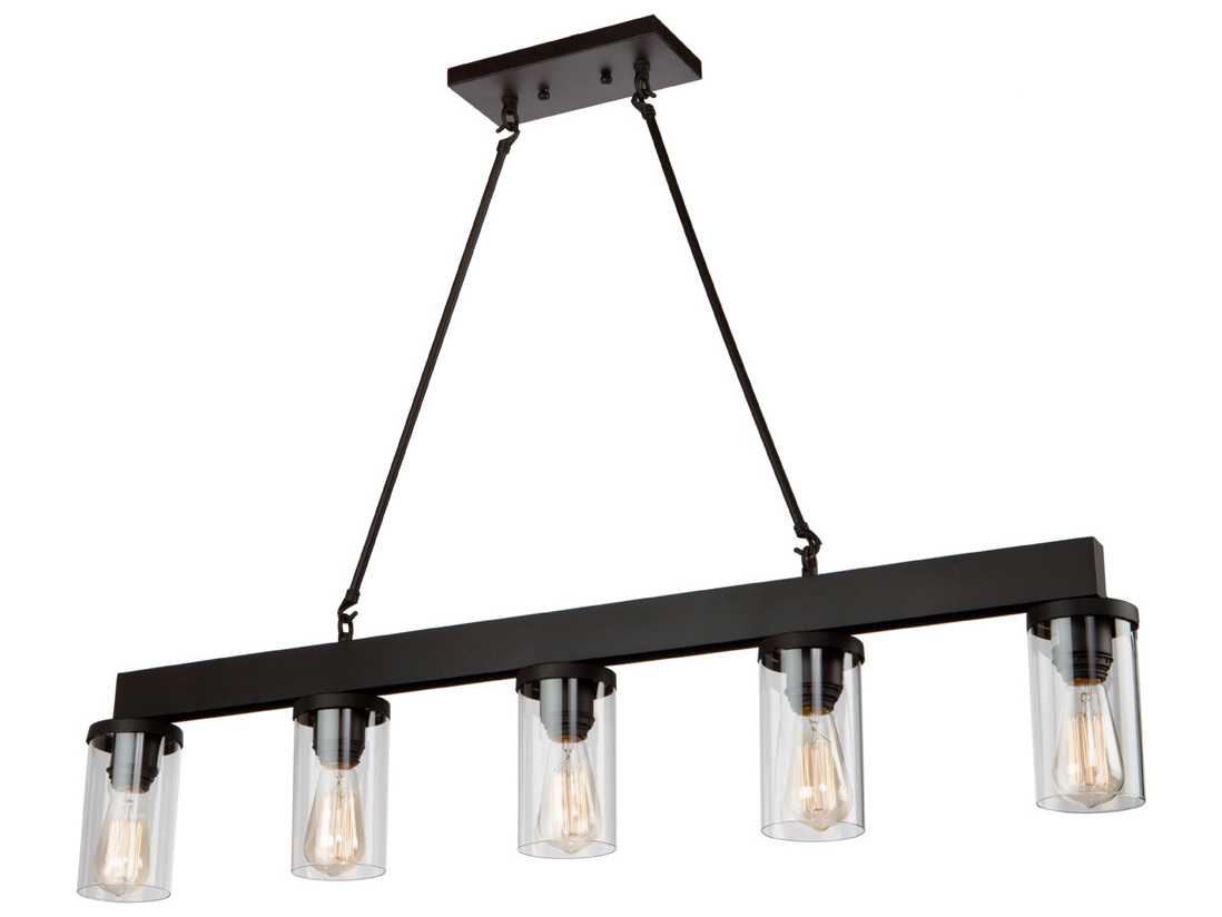 Artcraft Menlo Park 5-Light Oil Rubbed Bronze Glass Cylinder Island Pendant