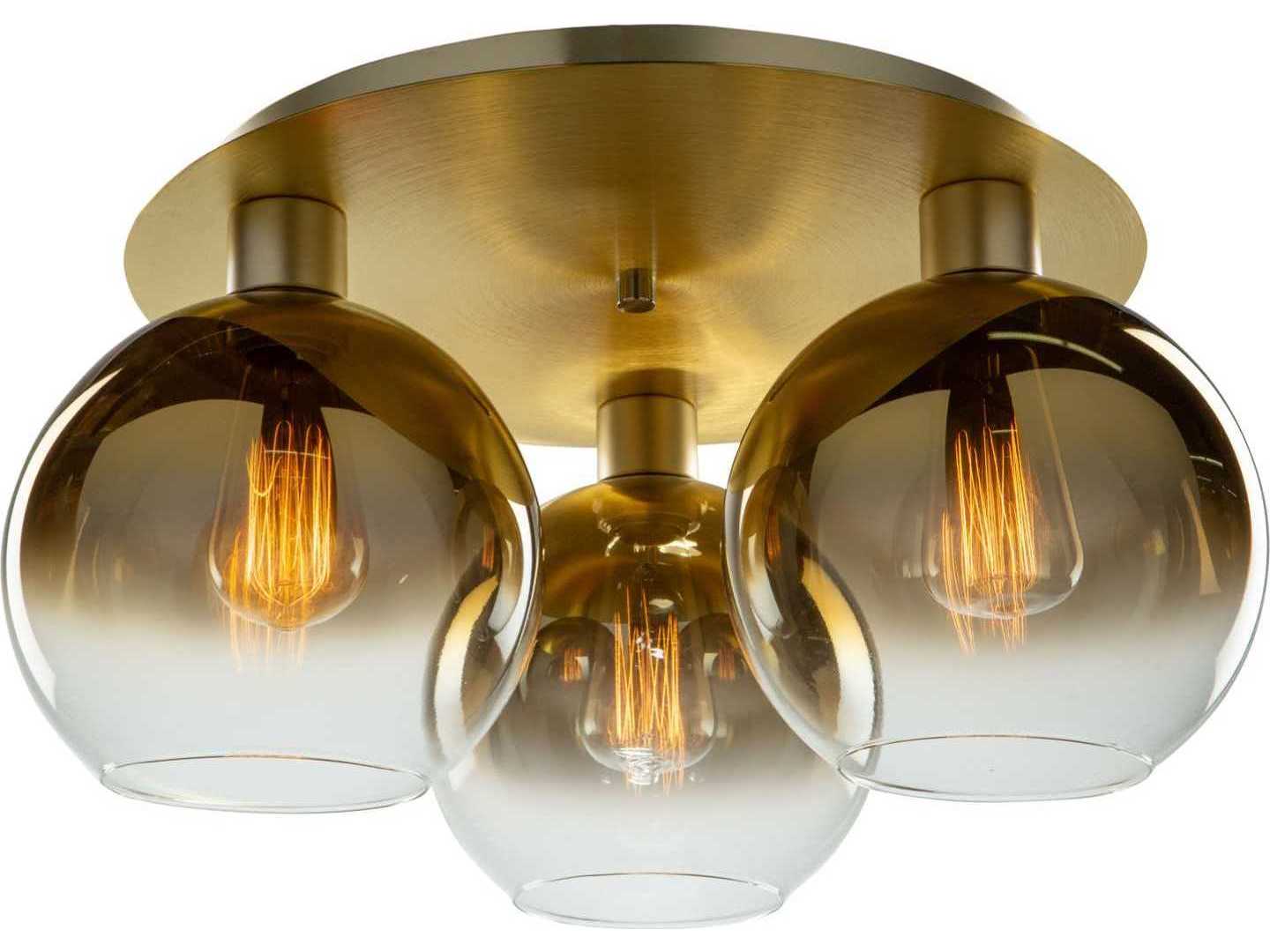 Artcraft Morning Mist 3-Light Gold Glass LED Globe Semi Flush Mount