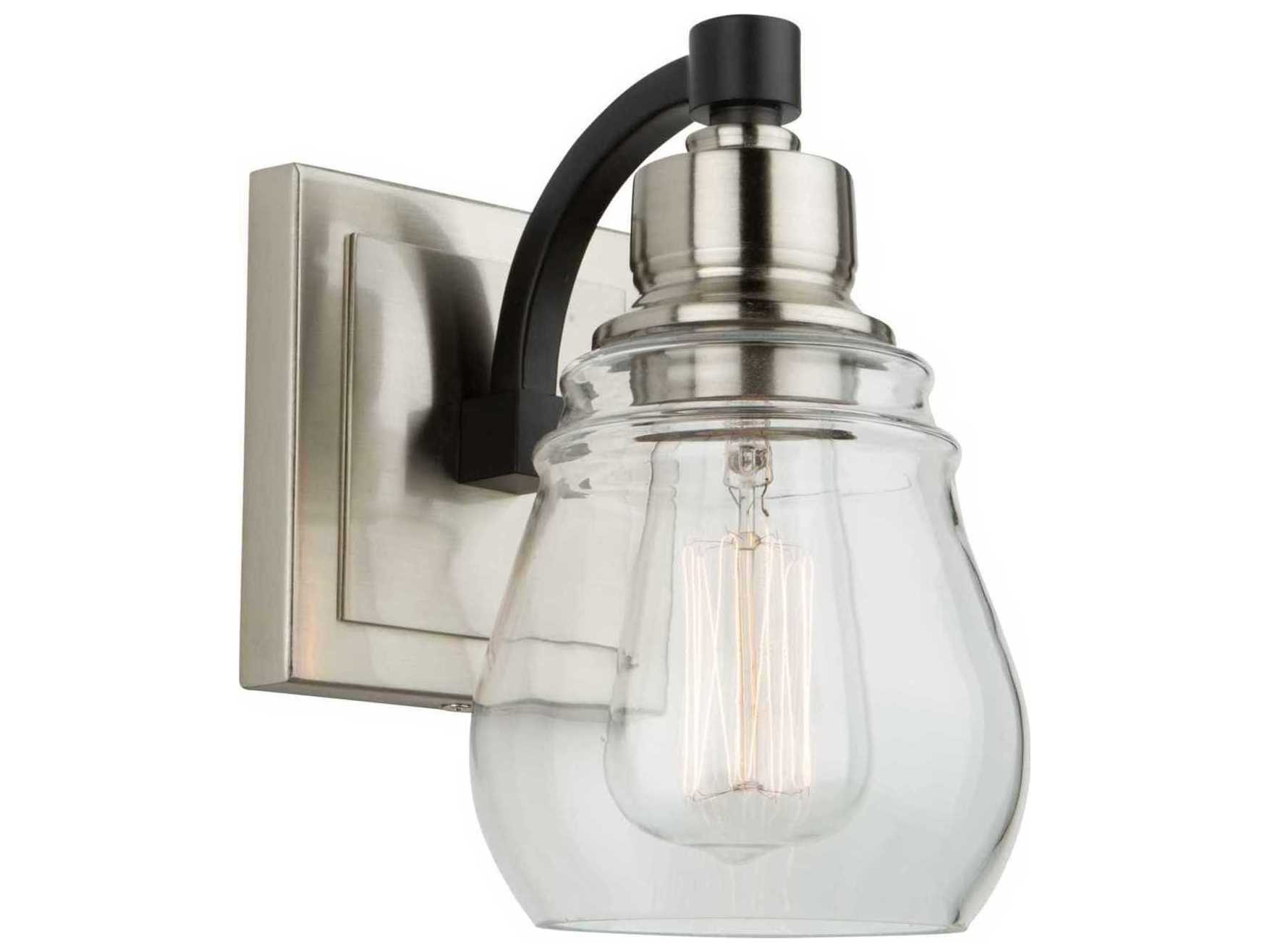 Artcraft Nelson 1-Light Black And Brushed Nickel Glass LED Wall Sconce