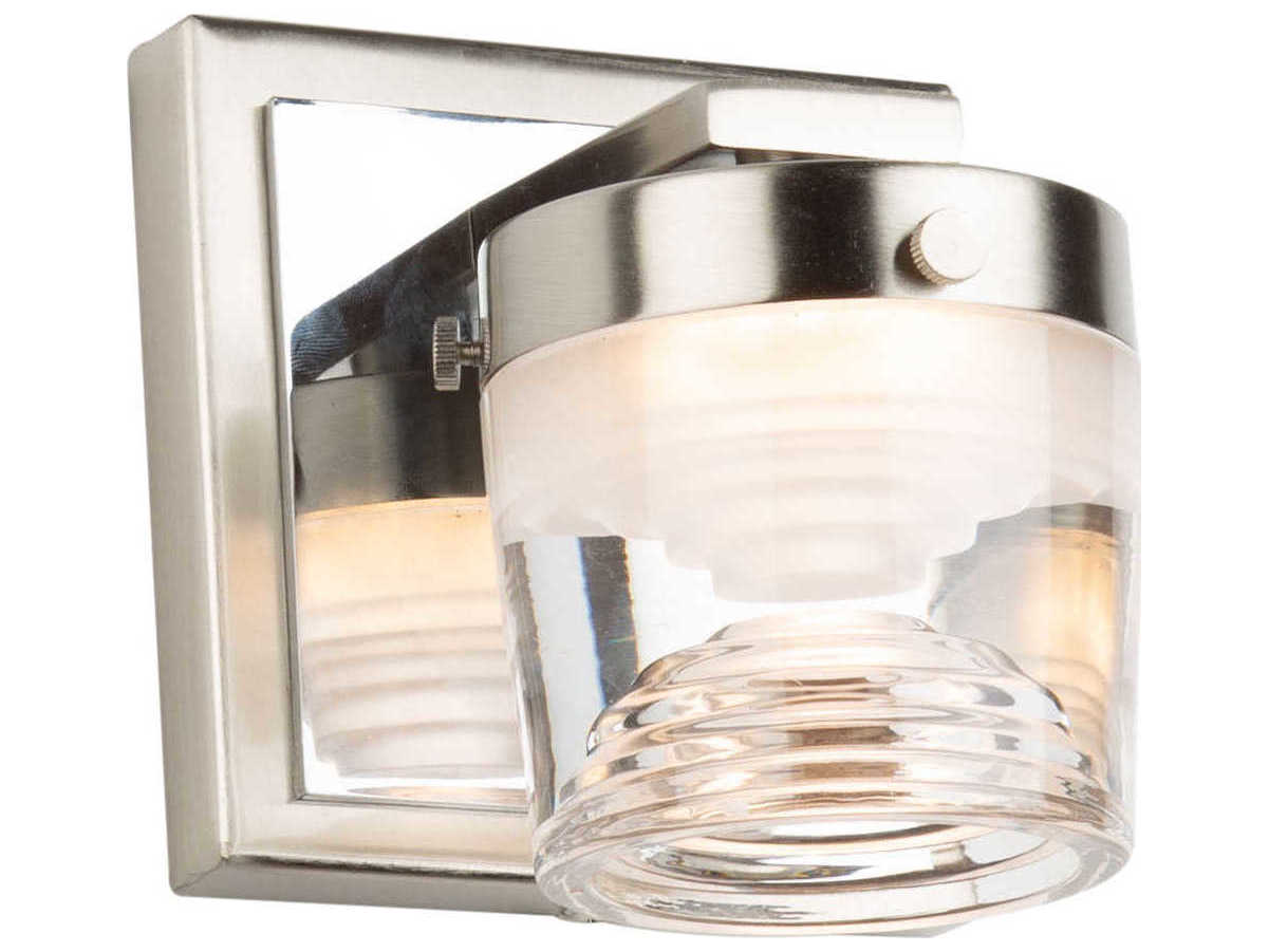 Artcraft Newbury 1-Light Brushed Polished Nickel Glass LED Wall Sconce