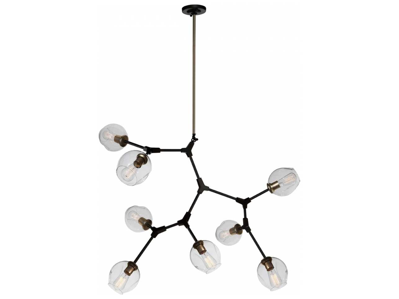 Artcraft Organic Vintage Brass Glass LED Geometric Chandelier