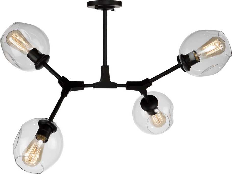 Artcraft Organic Black Glass LED Geometric Semi Flush Mount