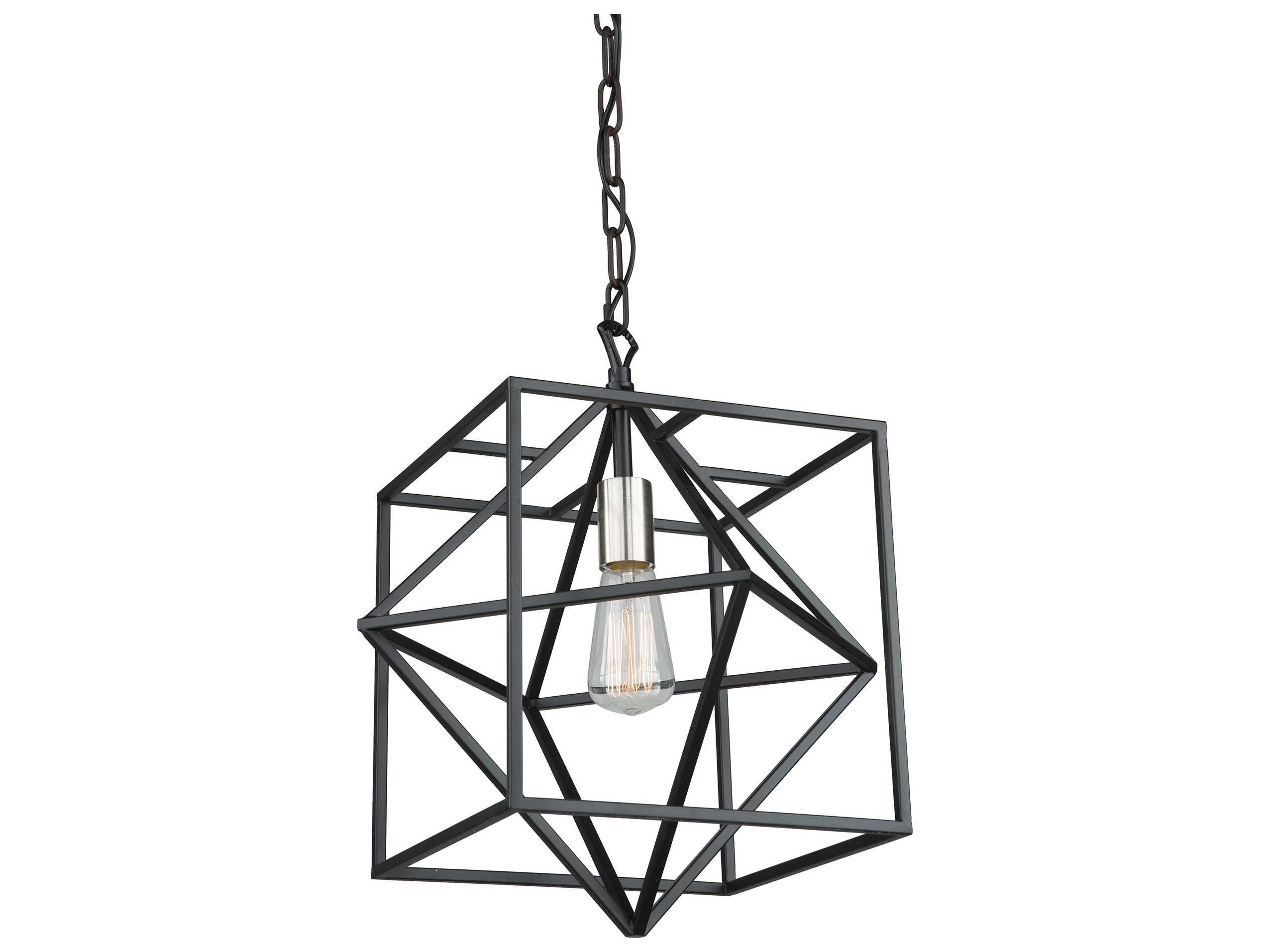 Artcraft Roxton 1-Light Matte Black Polished Nickel LED Geometric Pendant