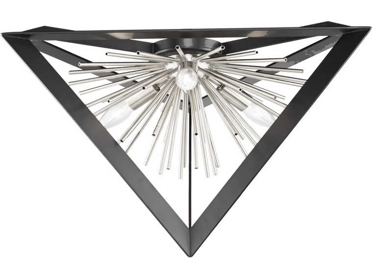 Artcraft Sunburst 3-Light Matte Black Chrome LED Geometric Flush Mount